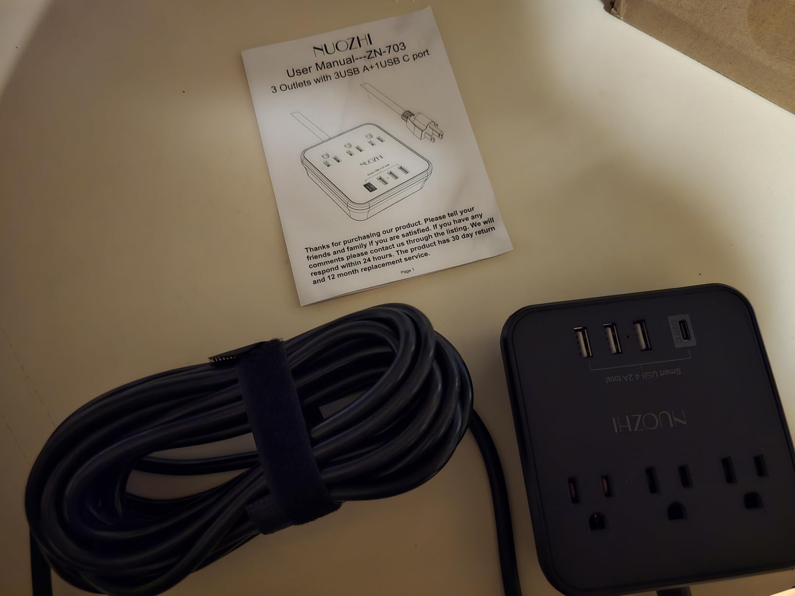 Cruise Essentials, NUOZHI 6 Ft Power Strip with 3 Outlets and 4 USB Ports(1 USB C), Non Surge Protector for Cruise Ship, Travel, Home Office, ETL Listed, White customer photo 1