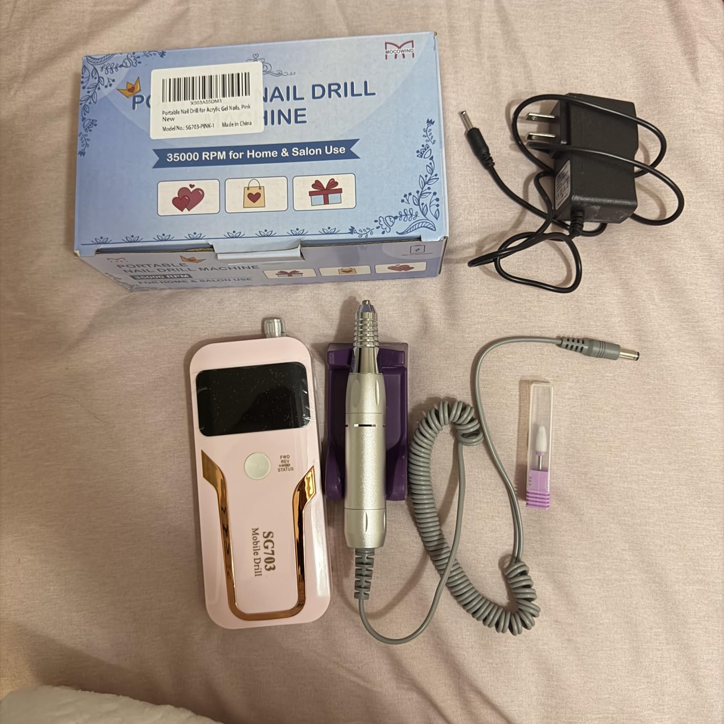 MOCOWIND Portable Nail Drill Professional 35000 RPM, Electric Nail E File customer photo 1
