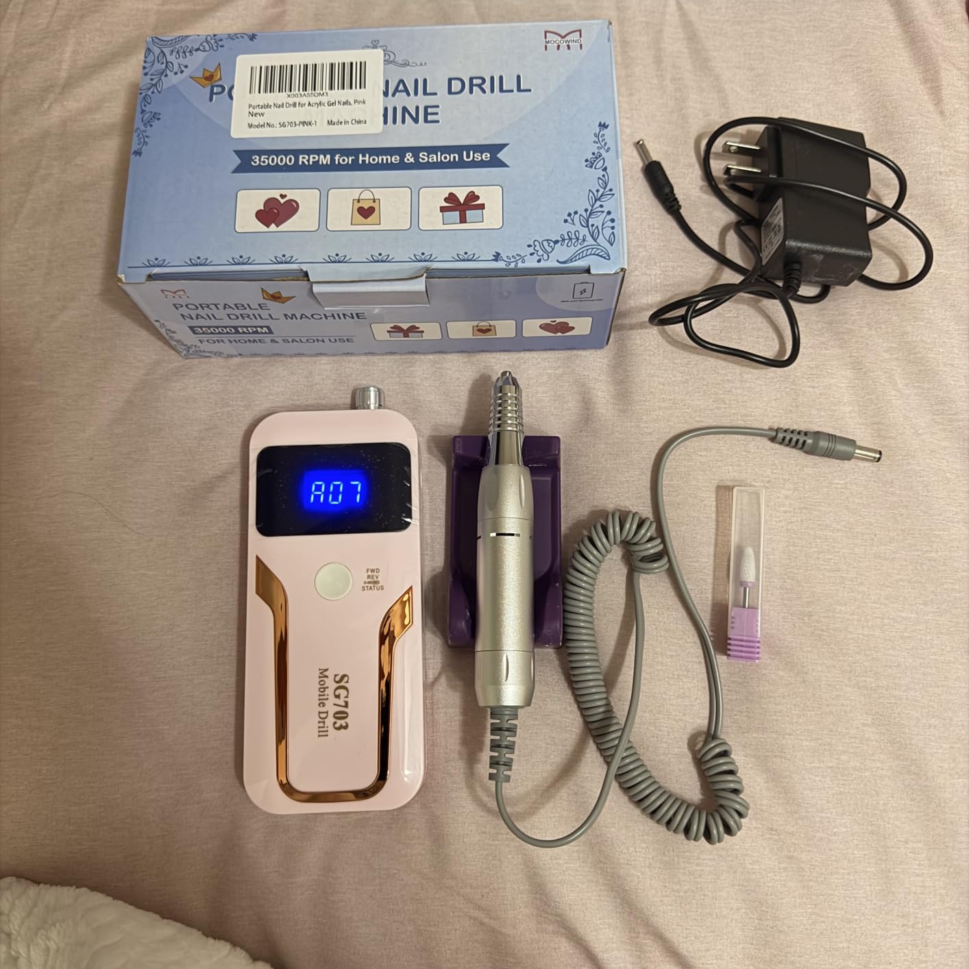 MOCOWIND Portable Nail Drill Professional 35000 RPM, Electric Nail E File customer photo 2