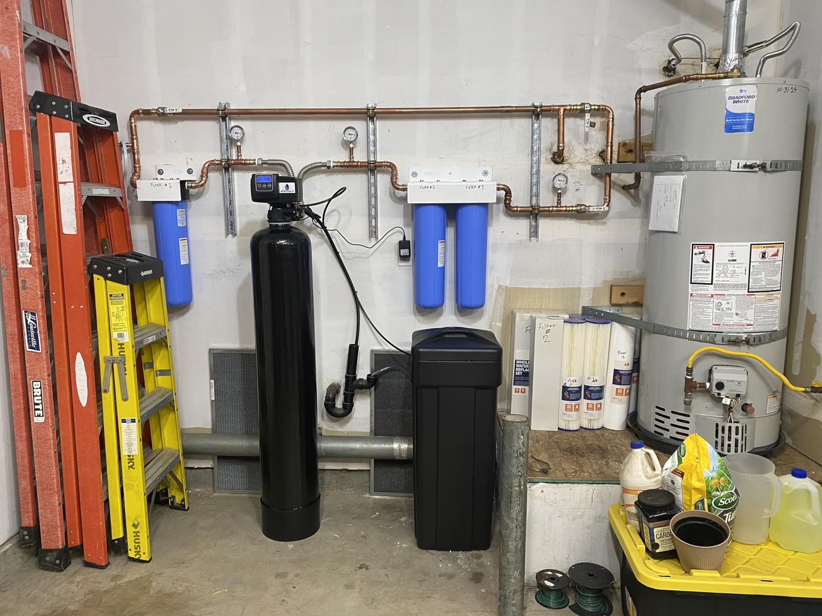 Upgraded 10% Crosslink Fleck 5600SXT Metered On Demand 48k 48,000 grain Loaded tank, complete system with brine tank and 1 inch bypass, durable 10% upgraded resin customer photo 1