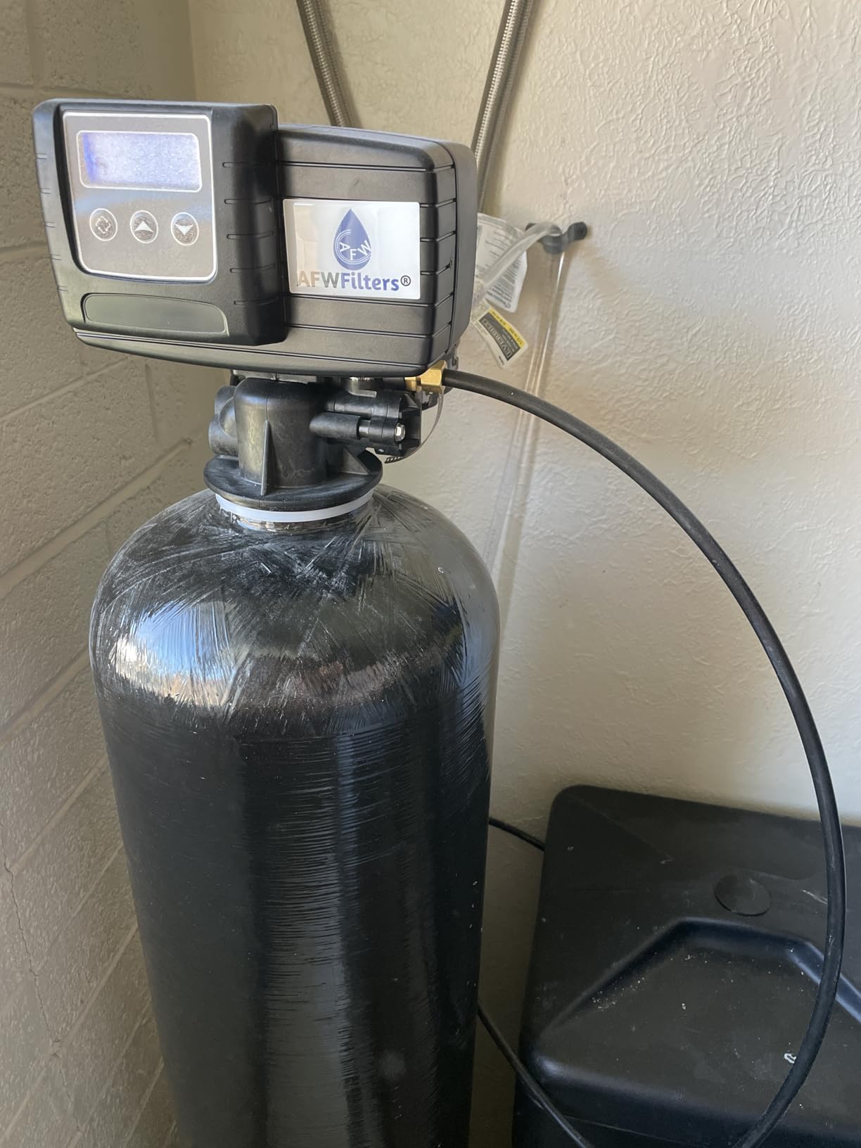 Upgraded 10% Crosslink Fleck 5600SXT Metered On Demand 48k 48,000 grain Loaded tank, complete system with brine tank and 1 inch bypass, durable 10% upgraded resin customer photo 2