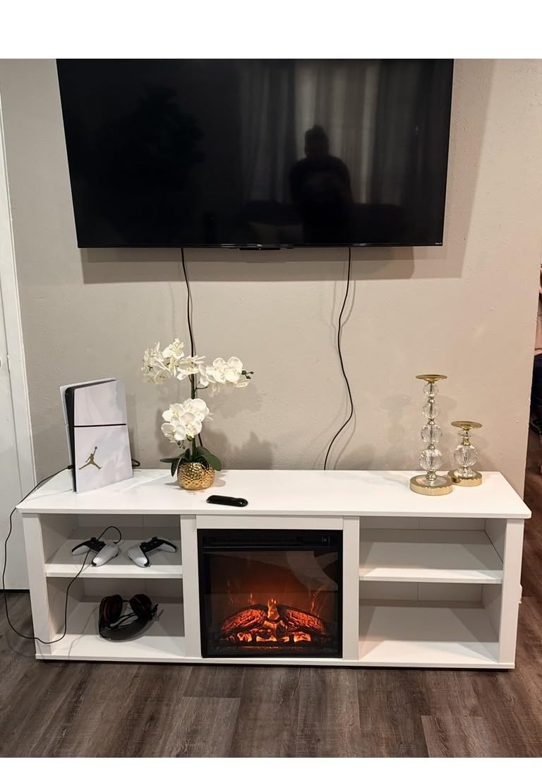 Furinno Classic 70 Inch TV Stand with Fireplace, Americano customer photo 1
