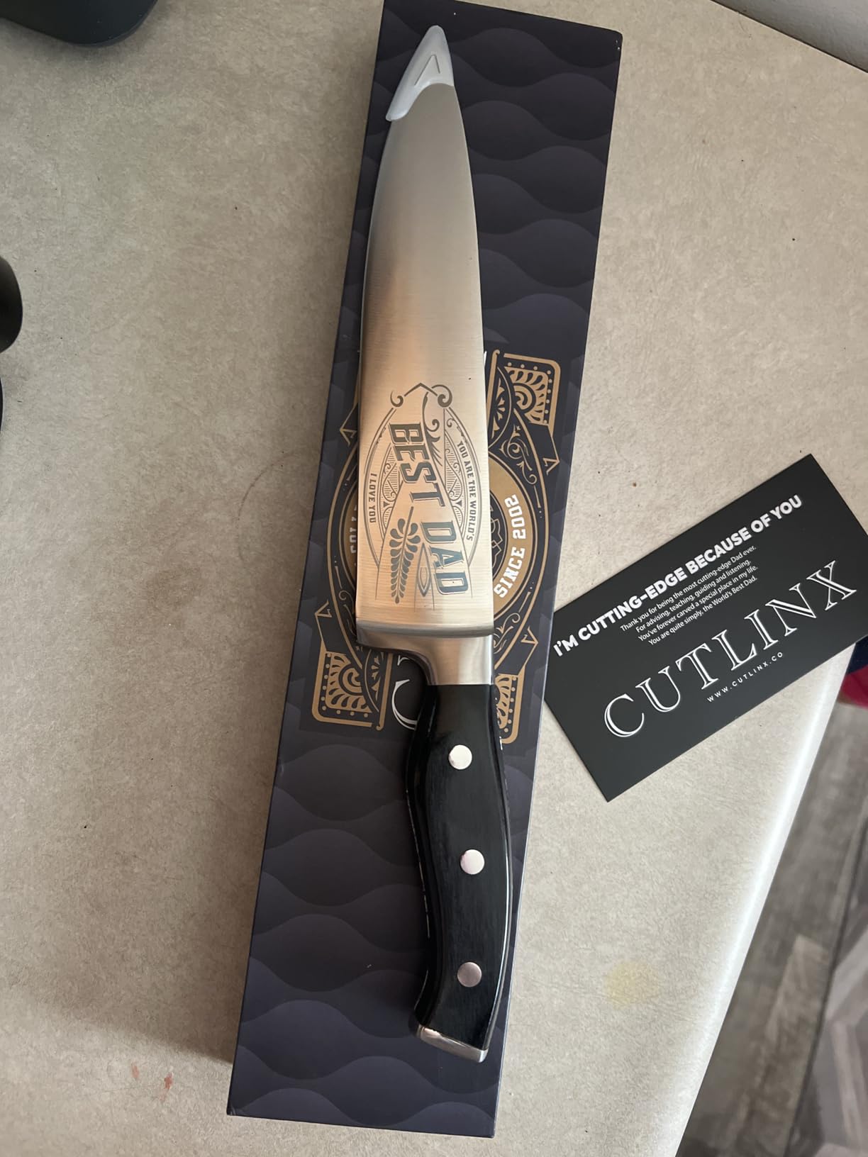 Birthday Gift BEST DAD - Premium Chef Knife Gift - 8 in. Stainless Carbon Steel Kitchen Knive w/Pakka Wood Handle - Father's Day, Christmas, Housewarming, Anniversary, Holiday Gifts customer photo 2