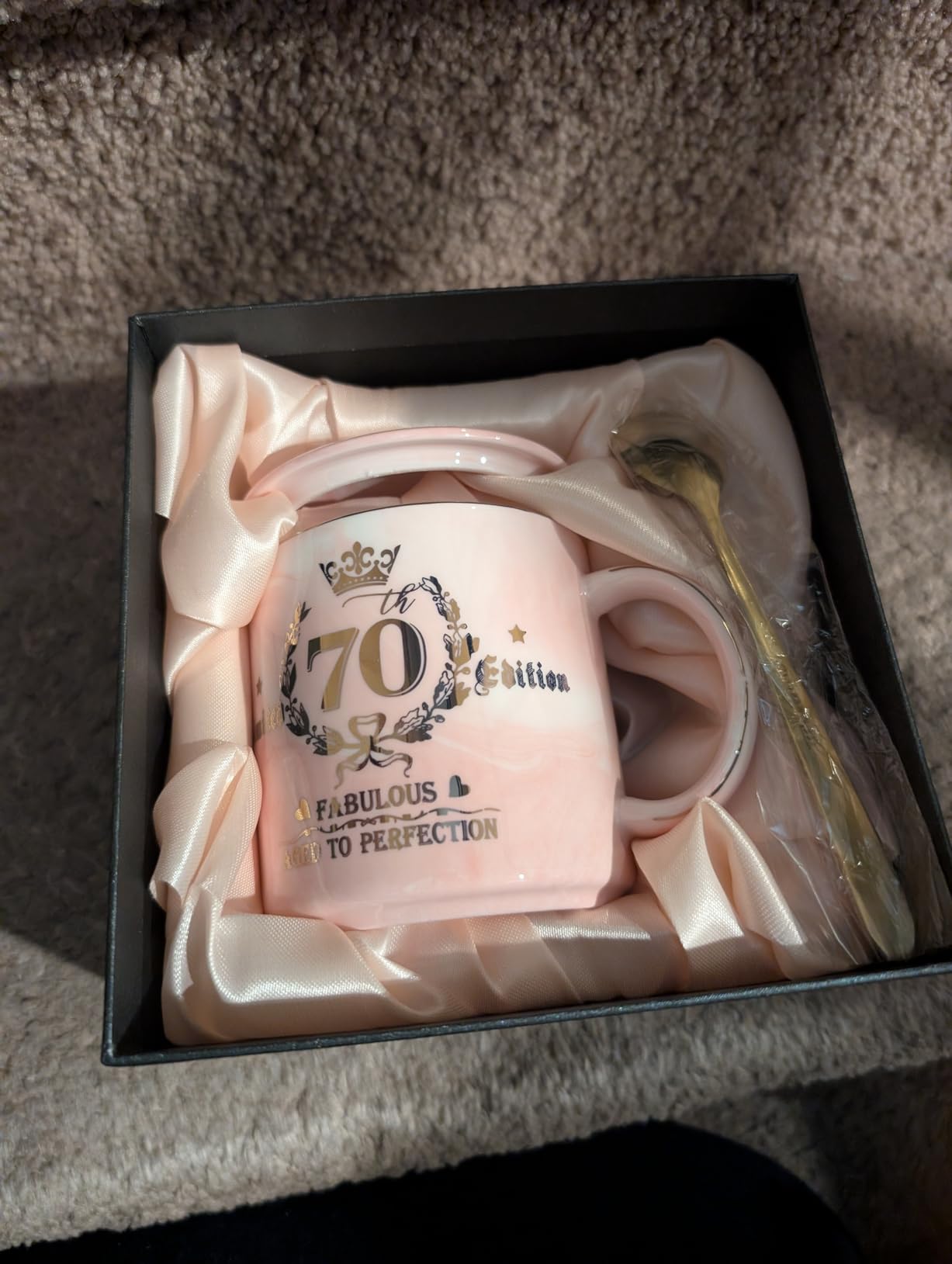 Biching 80th Birthday Gifts for Women, 14oz Pink Coffee Mug with Gold Pattern, Best Gifts for 80 Year Old Grandma, Mom, Sister, Friend, Fabulous 80 Limited Edition, 1946 Birthday Gifts for Women customer photo 1