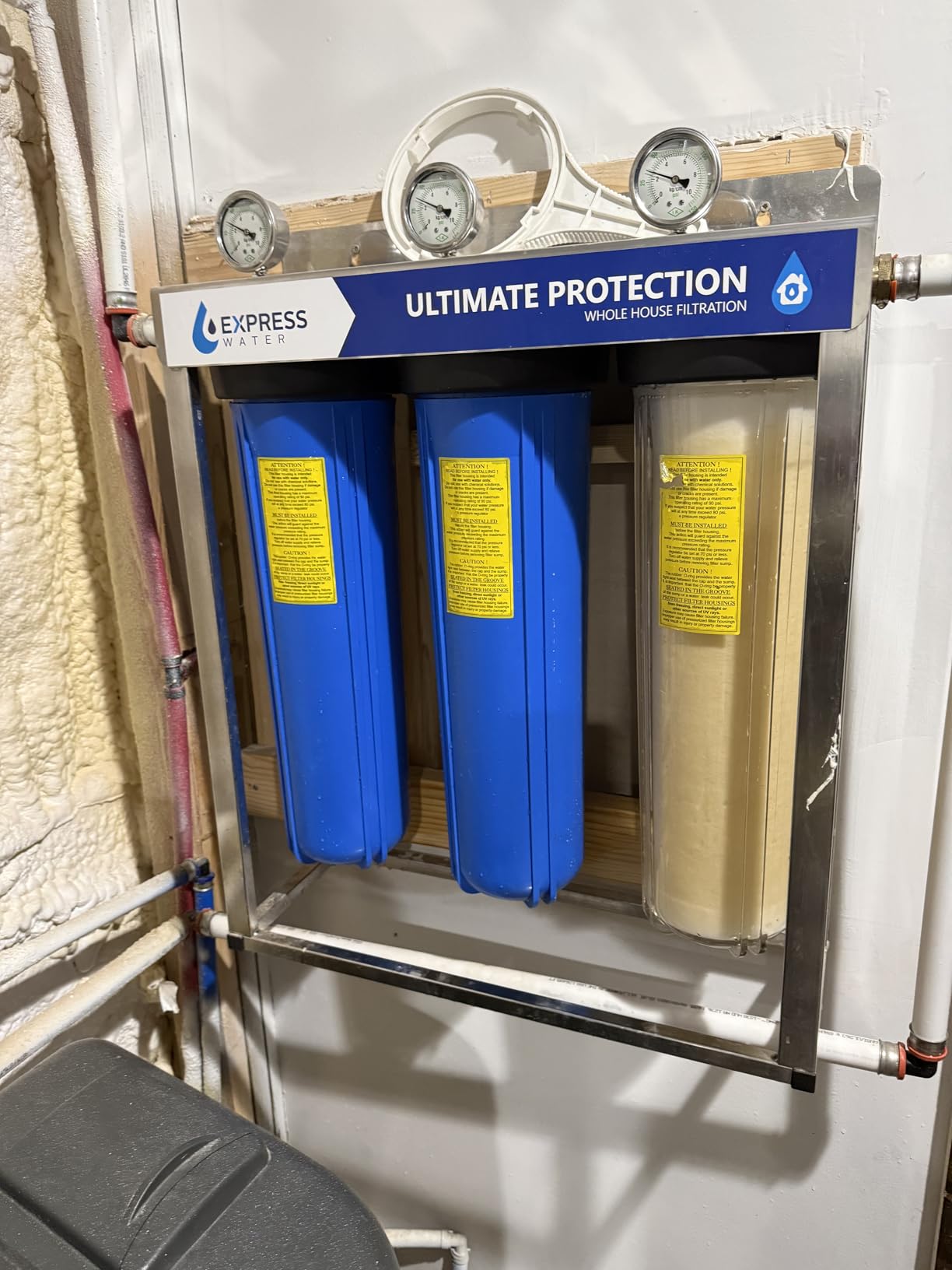 Express Water Whole House Water Filter System, Ultimate Protection, 3-Stage | Reduces Lead, Arsenic, Chromium, Heavy Metals, Chlorine, Anti-Scale Protection, Pressure Release Buttons & 3 Gauges customer photo 2