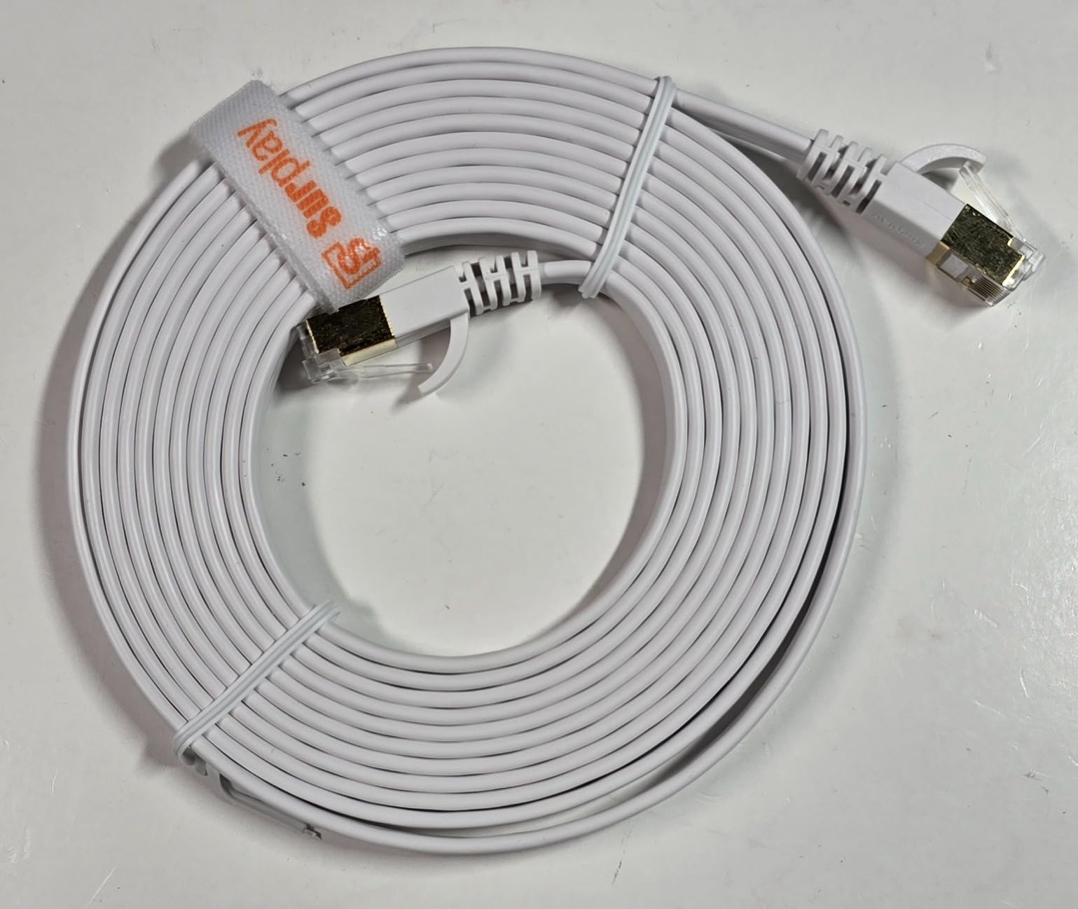Cat7 Ethernet Cable 50FT-White-10Gbps High Speed Outdoor&Indoor Double Shielded with Ground Wire & Gold-Plated RJ45 Flat Cord for Long Distance IP-Camera,TV,Router,NAS(30 Clips) customer photo 2