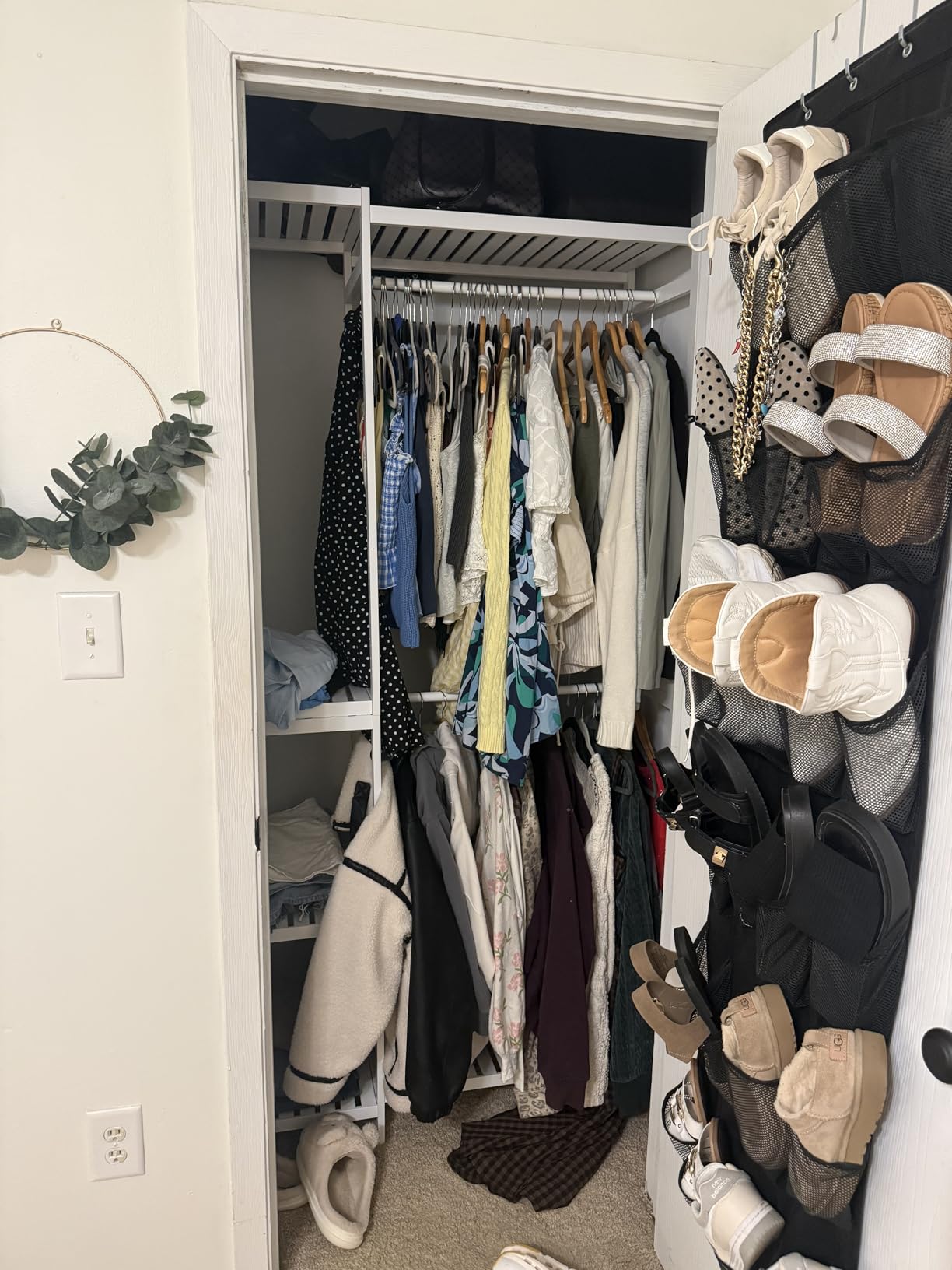 Homykic Bamboo Closet System Clothes Rack, Large Freestanding Garment Rack Clothing Rack for Hanging Clothes with 7 Storage Shelves and 5 Rods, Open Wardrobe Organizer with 4 Hooks, Espresso customer photo 1