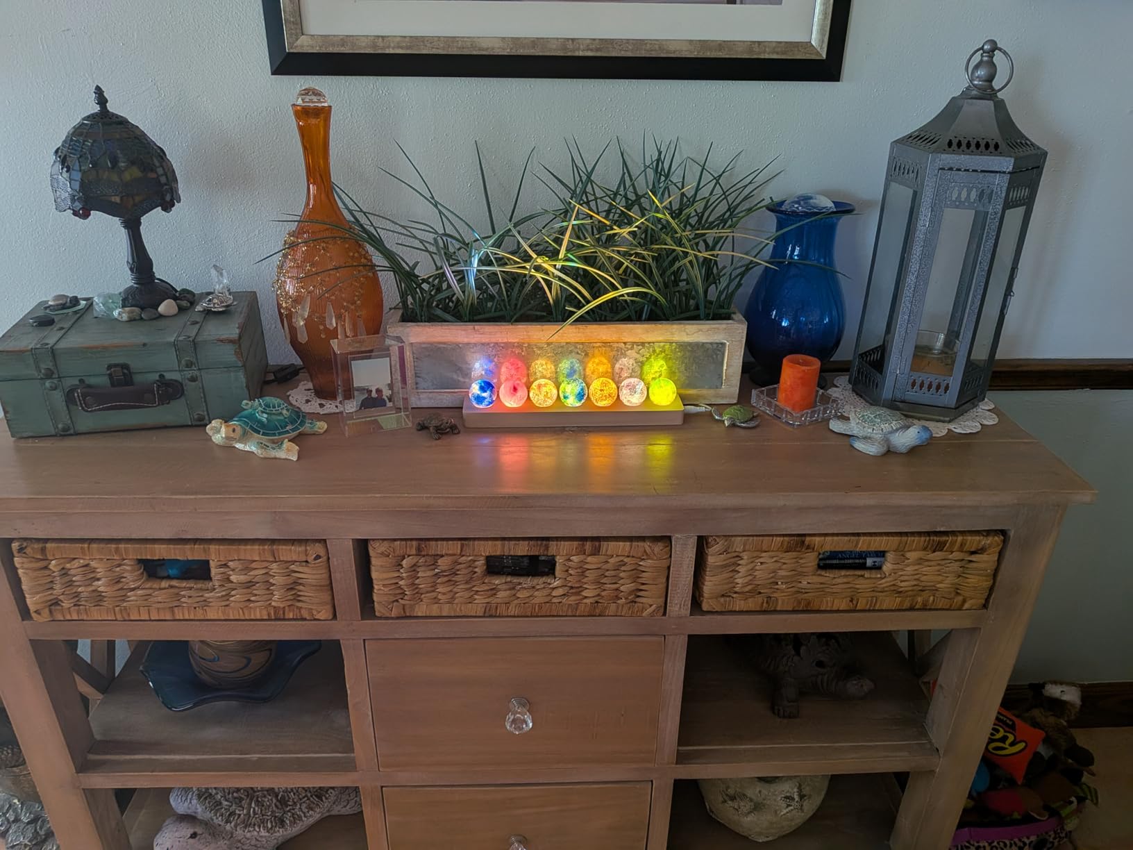 7 Chakra Natural Healing Spheres with LED Wooden Stand 40mm Crystal Quartz Stones for Meditation Positive Energy Night Light Decoration customer photo 1