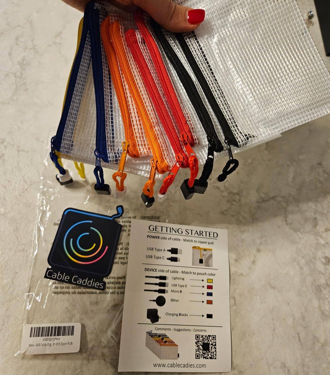 USB Cable Organizer Pouches, Color Coded Travel Cable Management Bags, 10 Pack customer photo 1
