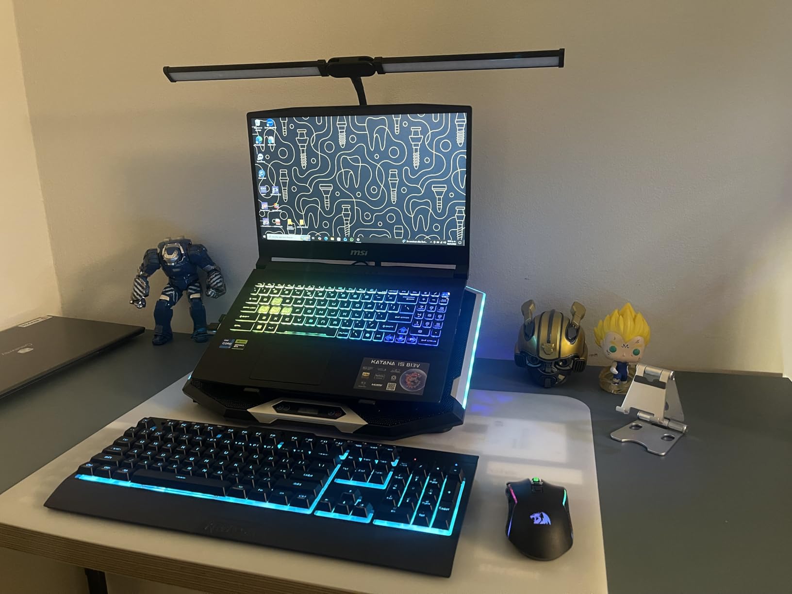 ICE COOREL Gaming Laptop Cooling Pad with 8 Cooling Fans, Laptop Fan Cooler Pad for 15-17.3 Inch, Notebook Cooler Stand with 6 Height Adjustable, RGB Cooling Pad with Two USB Port + Phone Stand customer photo 2