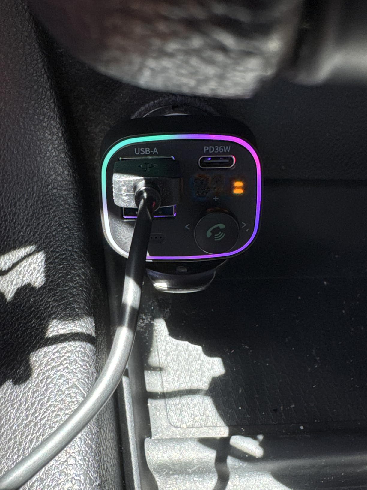 Syncwire Bluetooth 5.4 FM Transmitter Car Adapter 48W (PD 36W & 12W) [Light Switch] [HiFi Bass Sound] [Fast Charging] Wireless Radio Music Adapter LED Display Hands-Free Calling Support USB Drive customer photo 2