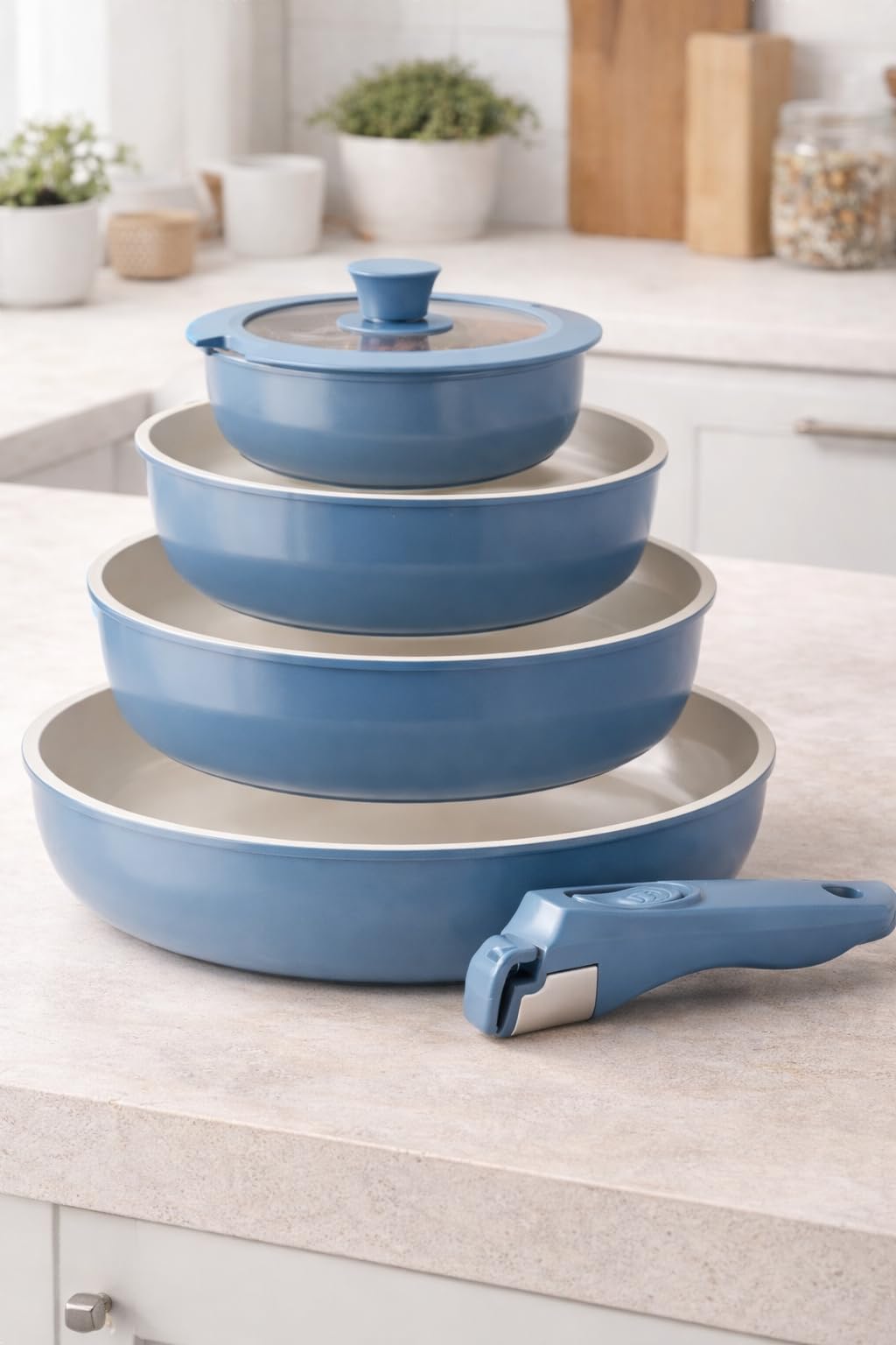Redchef Ceramic Pots and Pans Set Non Stick, Nonstick Kitchen Cookware Sets, Non Toxic Pots and Pans Set Non Stick, PFAS PFOA & PTFE Free, Detachable Handle Pots and Pans 5 Piece, RV Cookware customer photo 2