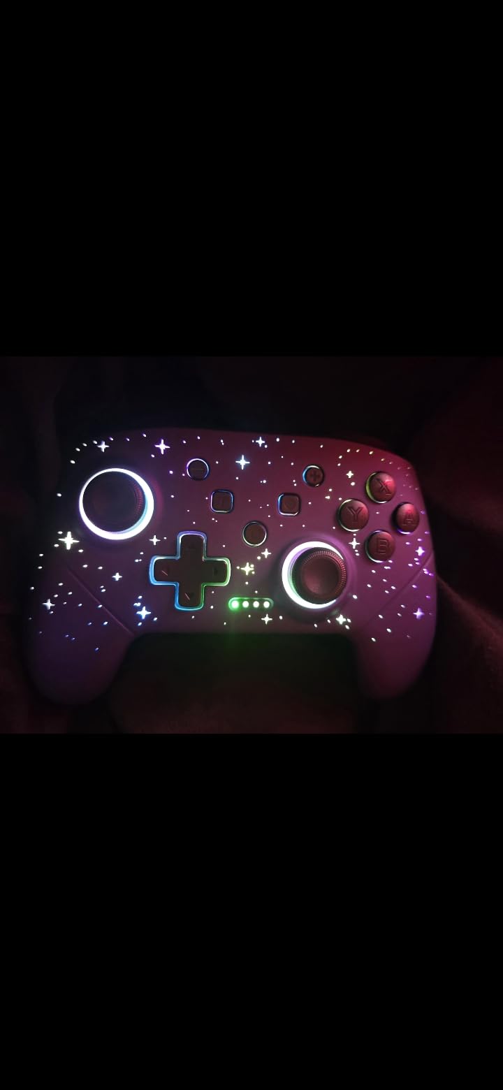 VOYEE Switch Controller, LED Star Wireless Pro Controllers Compatible with Switch/Lite/OLED, Multi-Platform Windows PC with 9 Colors Colorful RGB Lights/Programmable/Vibration/Turbo/Wakeup customer photo 1