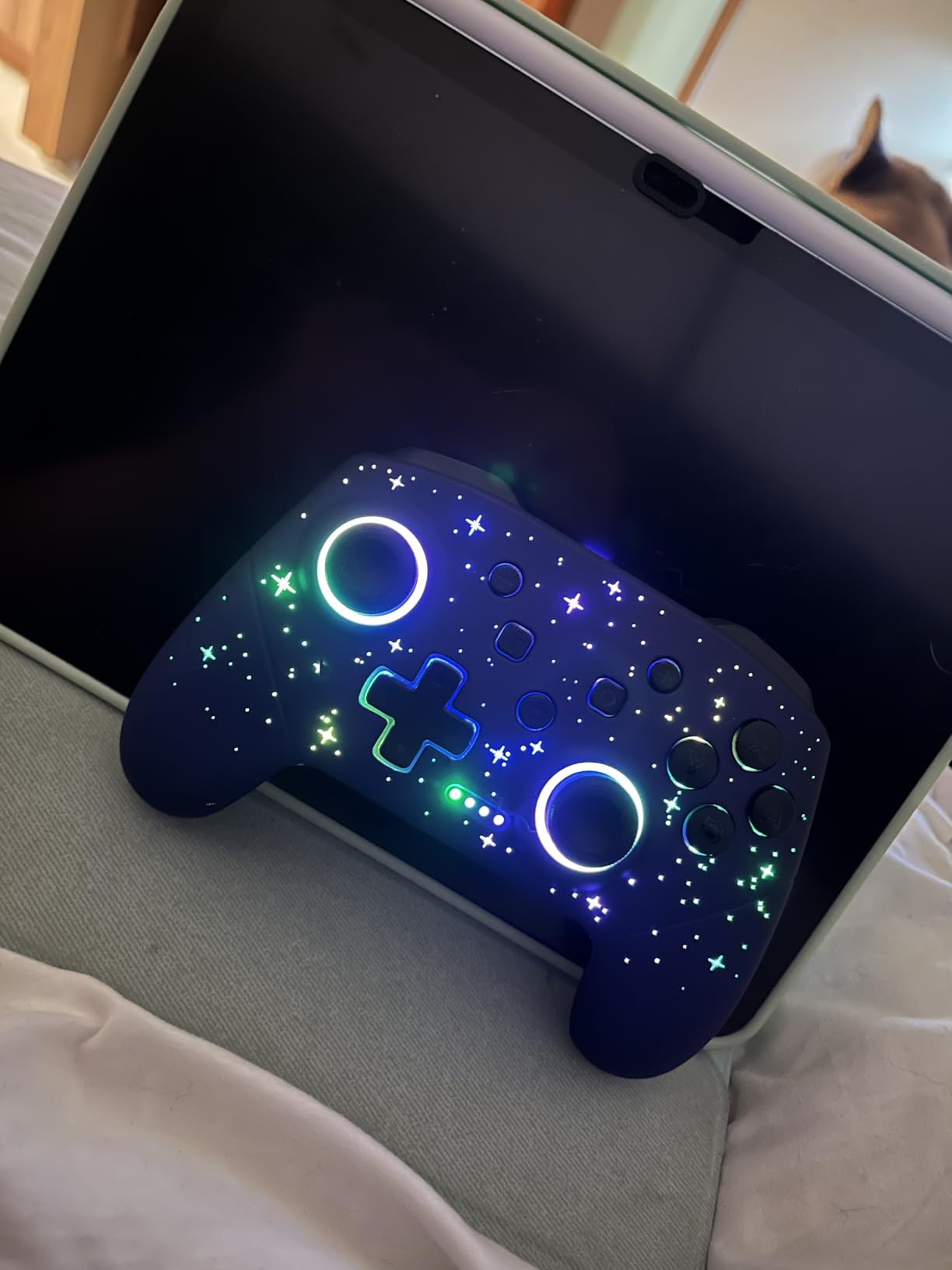 VOYEE Switch Controller, LED Star Wireless Pro Controllers Compatible with Switch/Lite/OLED, Multi-Platform Windows PC with 9 Colors Colorful RGB Lights/Programmable/Vibration/Turbo/Wakeup customer photo 2