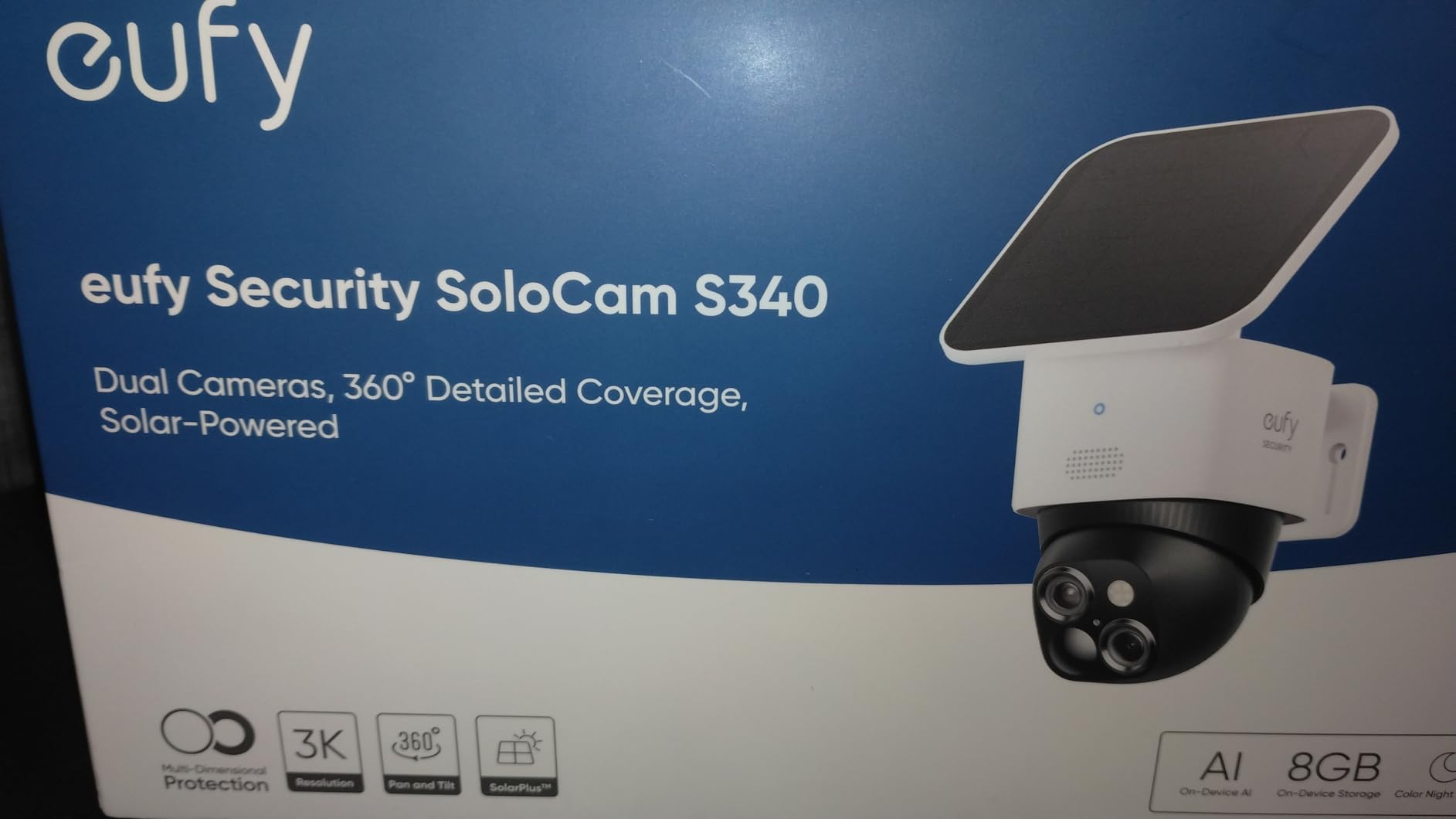 3K Dual Camera, SoloCam S340, Solar Security Cameras Wireless Outdoor, Cameras for Home Security, 360° Coverage, Pan & Tilt, No Blind Spots, No Monthly Fee, Built-in 8GB customer photo 1