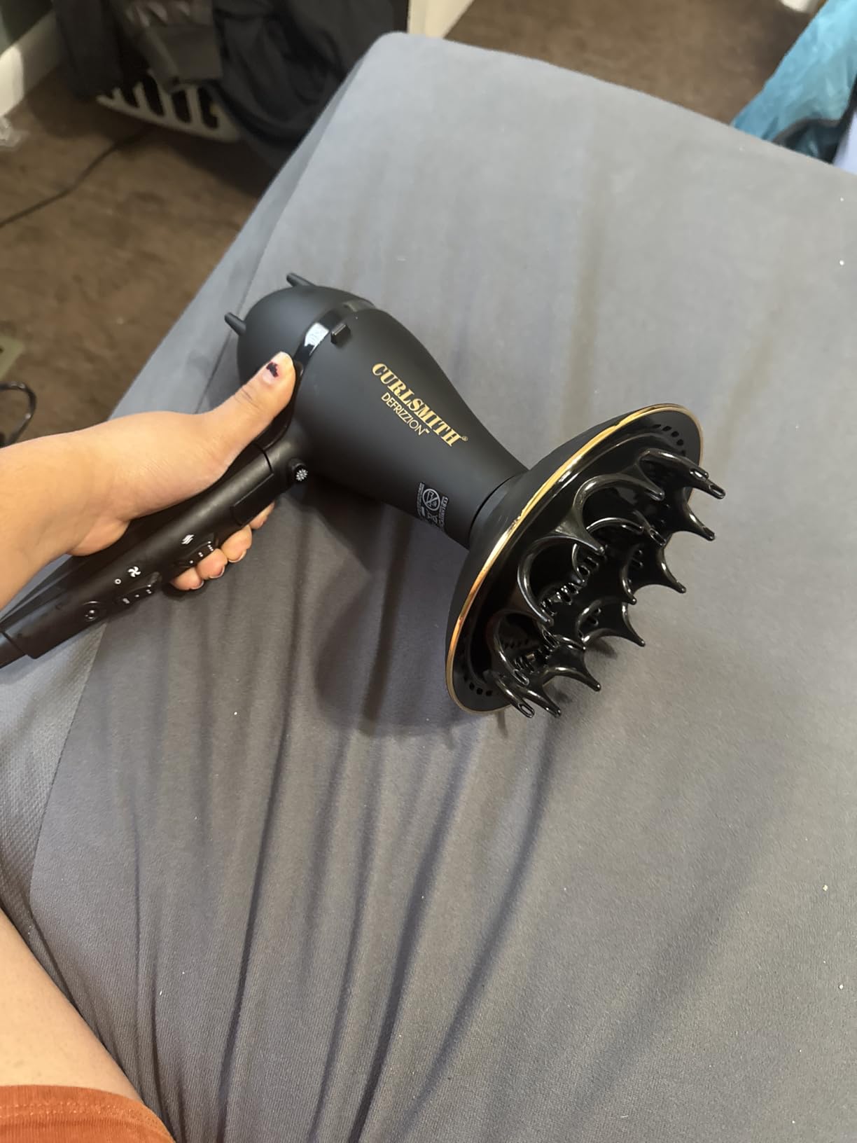 Curlsmith Defrizzion Travel Hair Dryer with Large Diffuser - for Curly Hair, Reduce Frizz, 3 Speeds, 3 Heat Settings, Infrared, Ceramic Heat for Fast Drying customer photo 2