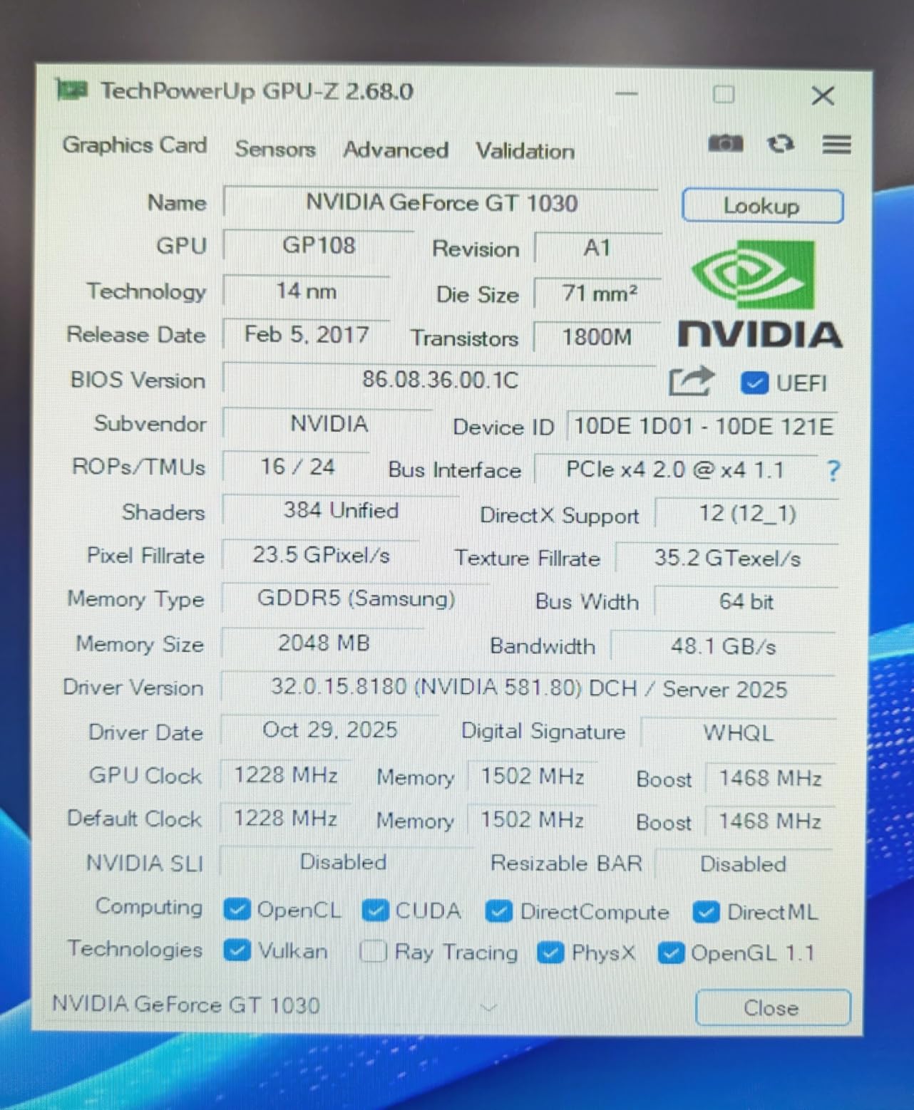 GT 1030 2GB GDDR5 Low Profile Graphics Card 64 Bit PCI-e 3.0 x4 Compatible x8 x16 HDMI and DisplayPort, Dual-Monitor Video Card Support DirectX 12 customer photo 1