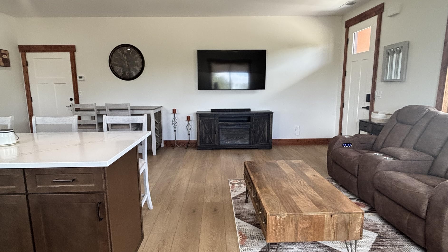 AMERLIFE Fireplace TV Stand with Sliding Barn Door for TVs up to 73