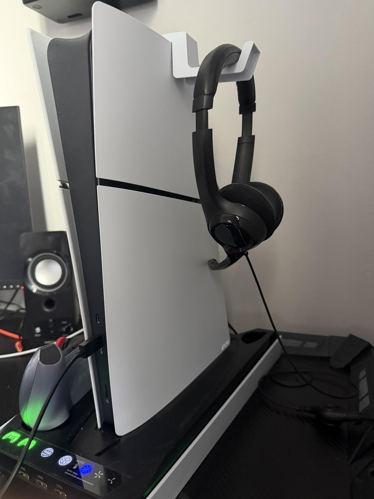PS5/Slim/Pro Stand for Disc & Digital Console, PS5 Cooling & Charging Station with RGB Lights, PS5 Controller Charger Built-in 3 Level & AUTO Adjustable Fan, Accessories for PlayStation 4 Chargers customer photo 2