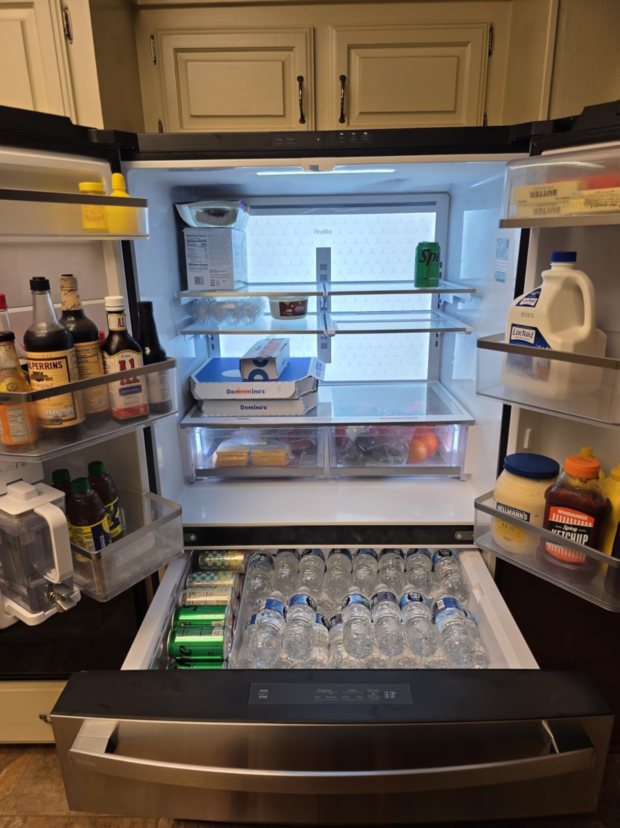 GE Profile 28.7 cu. ft. 4-Door French Door Refrigerator in Stainless Steel with Dual-Dispense Autofill Pitcher PGE29BYTFS customer photo 1