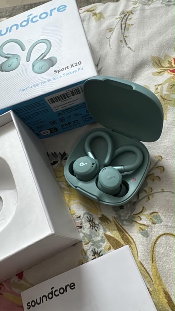 Soundcore Sport X20 by Anker Noise Cancelling Workout Earbuds, Ear Hooks | Rotatable and Extendable Ear Hooks, Deep Bass, IP68 Waterproof, Sweatproof, Dustproof, 48H Playtime, Sport Earbuds for Gym customer photo 1