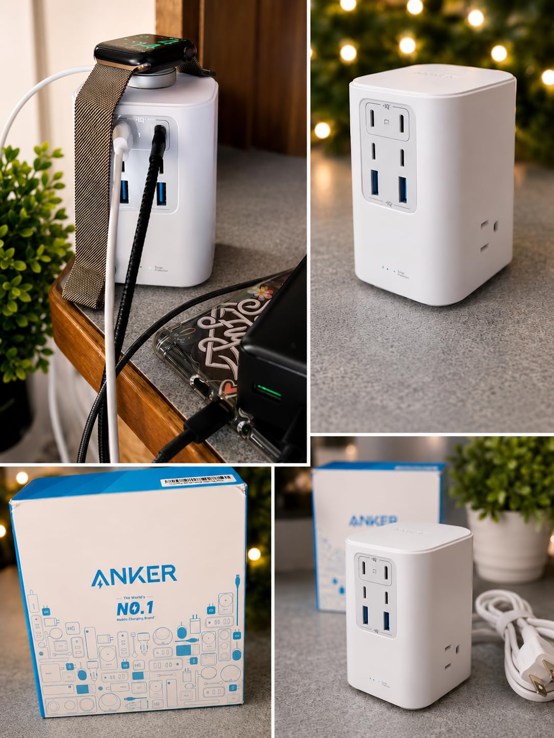 Desktop Charger, 9-in-1 Power Strip with 300J Surge Protector, 5ft Flat Plug Extension Cord with Multiple Devices, 100W USB C Charger with 3 AC, 2 USB A, 4 USB C, Home Office, Desk Accessories customer photo 1