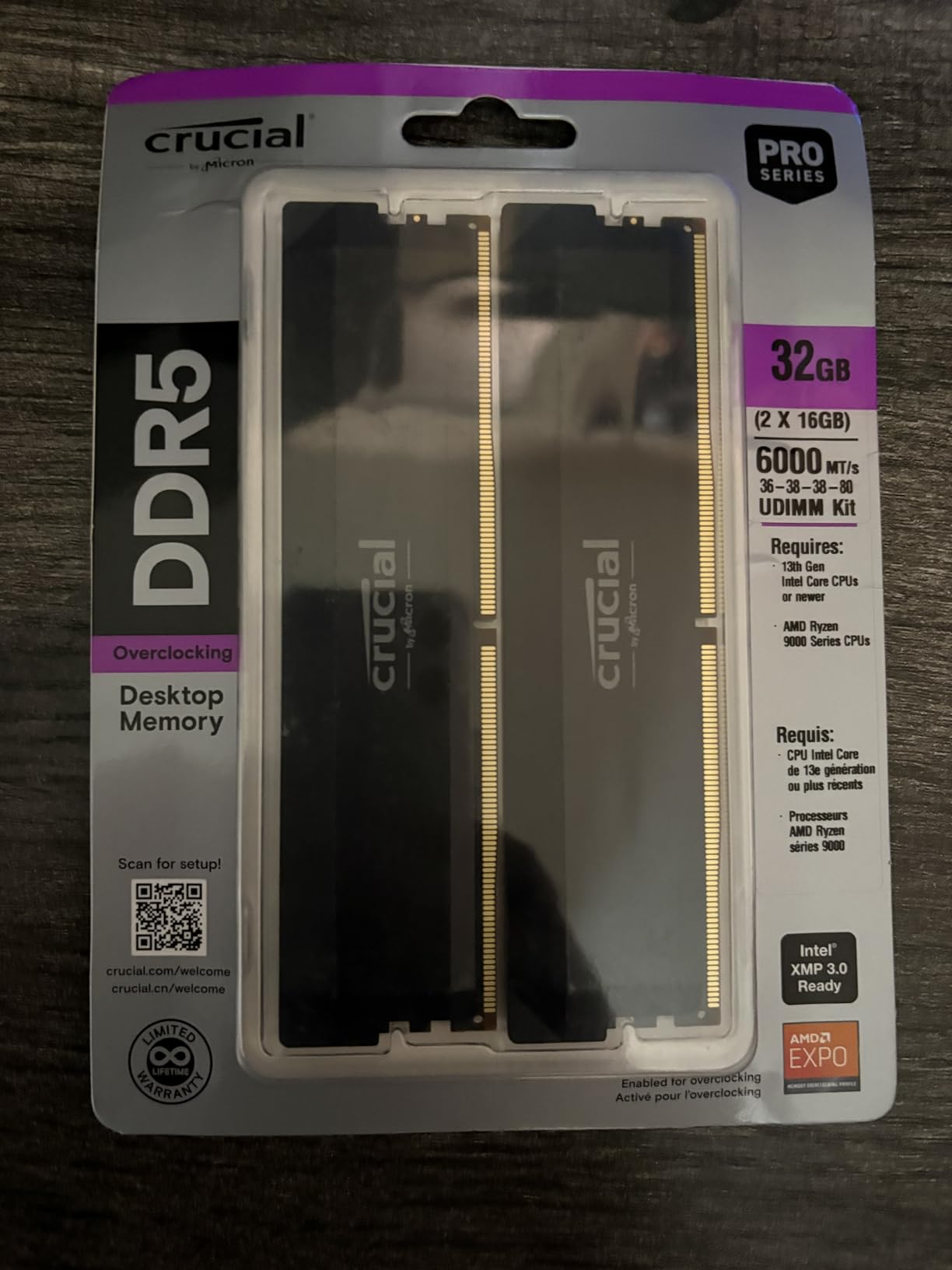 Crucial Pro 32GB DDR5 RAM Kit (2x16GB),CL36 6000MHz, Overclocking Desktop Gaming Memory, Intel XMP 3.0 & AMD Expo Compatible, Black - CP2K16G60C36U5B customer photo 2