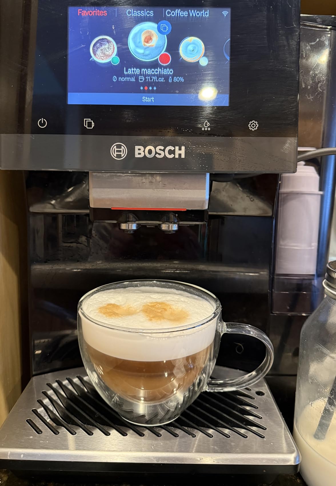 Bosch Fully Automatic Coffee and Espresso Machine - 35 Drinks, Double Cup Barista Style Super Coffee Maker - Touchscreen, Large Bean Capacity - Easy Clean, Maintenance - Black - TPU60309 customer photo 2