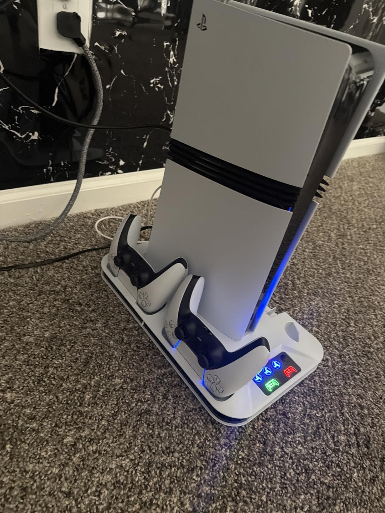 PS5/Slim/Pro Cooling Station with Controller Charging Station for Playstation 5 Slim&Standard&Pro Disc/Digital Console, PS5 Pro Stand Cooler Accessories Incl Cooling Fan/3 USB Hubs customer photo 2