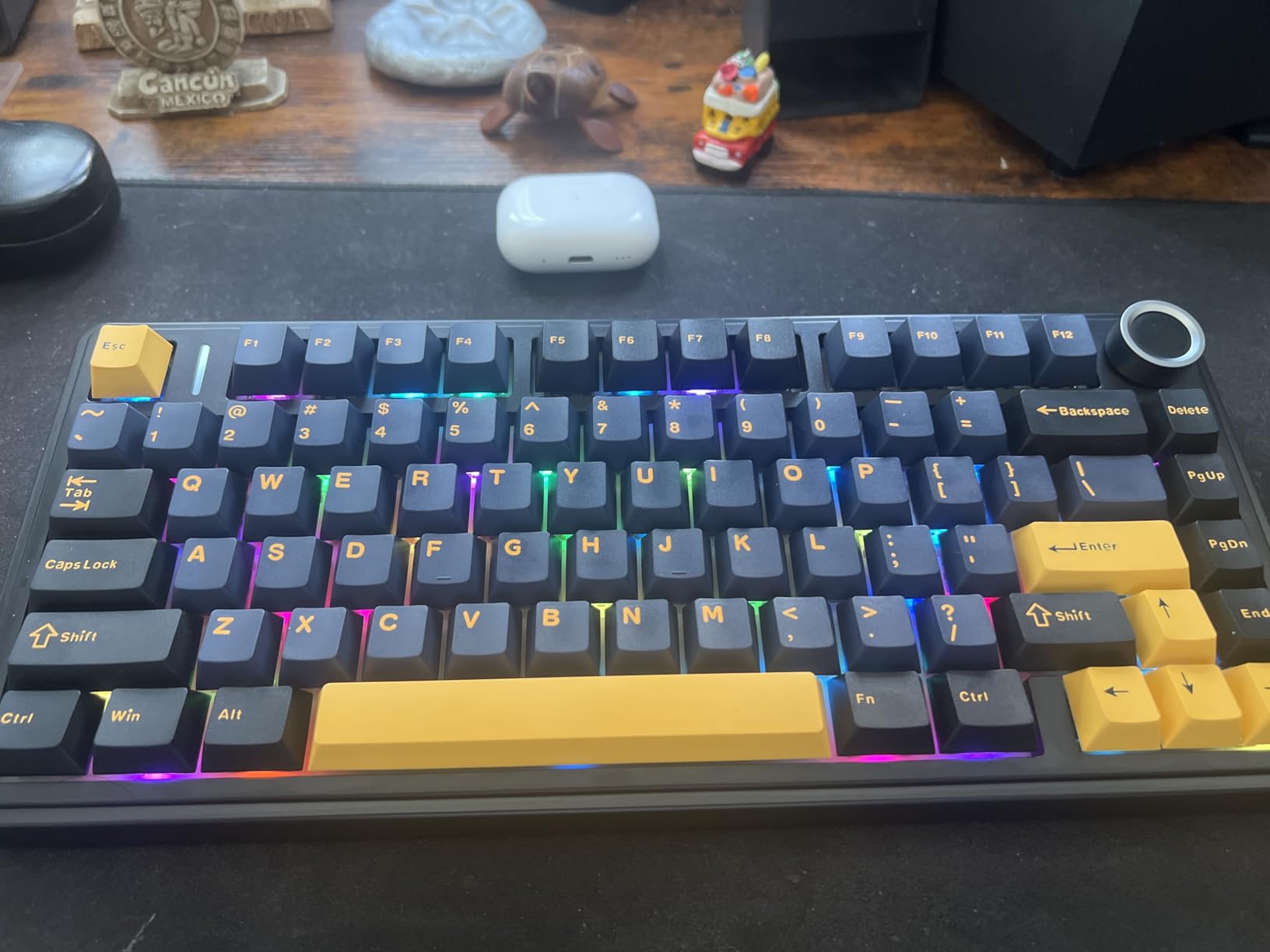 AULA F75 75% Wireless Mechanical Keyboard, Hot Swappable Creamy Keyboard, Pre-lubed Greywood Switches RGB Backlit Gaming Keyboards, 2.4GHz/Type-C/BT5.0(Cool Black) customer photo 1