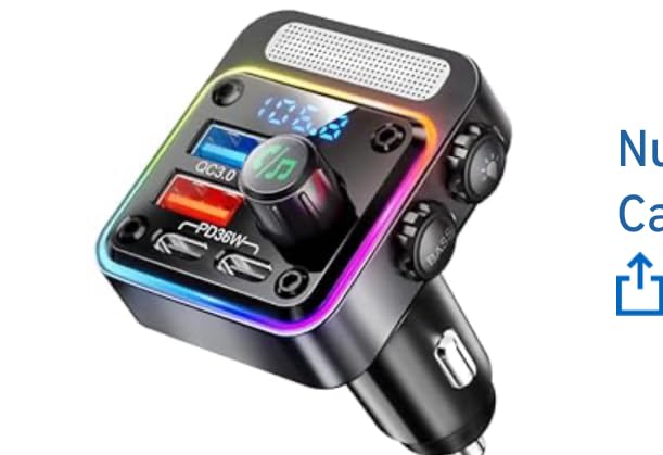 Nulaxy 54W Bluetooth 5.3 Car Adapter Charger 4-Port Fast Charging [PD36W & QC3.0 18W], Wireless Radio FM Transmitter with Deep Bass Player, 5 Colors LED Backlit, Hands-Free Calling, Support USB Drive customer photo 2