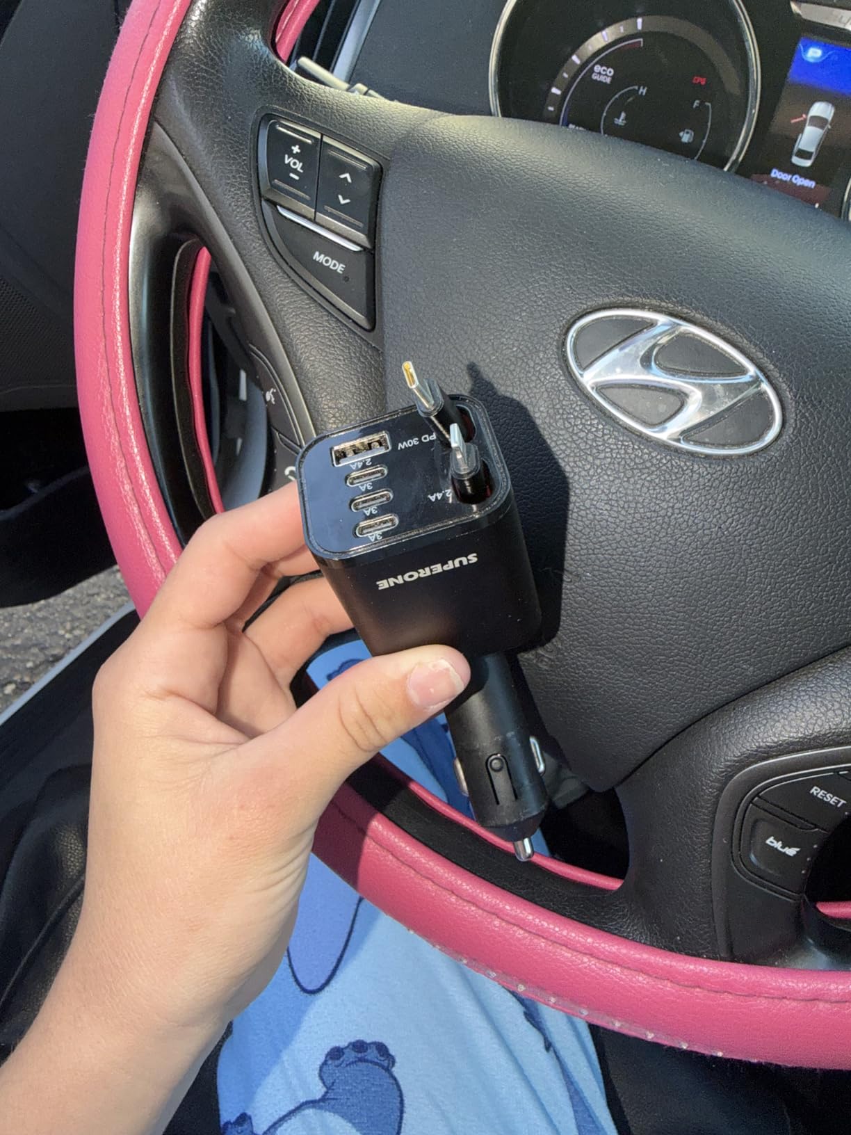 Retractable Car Charger, SUPERONE 99W Car Phone Charger with Dual Cables customer photo 2