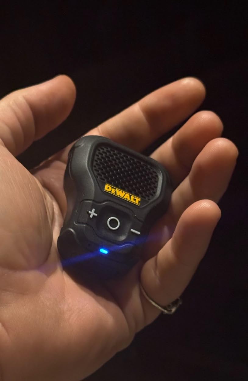 DEWALT Wearable Bluetooth Speaker, Clip-On Wireless Jobsite Pro Water-Resistant Portable Speaker customer photo 1