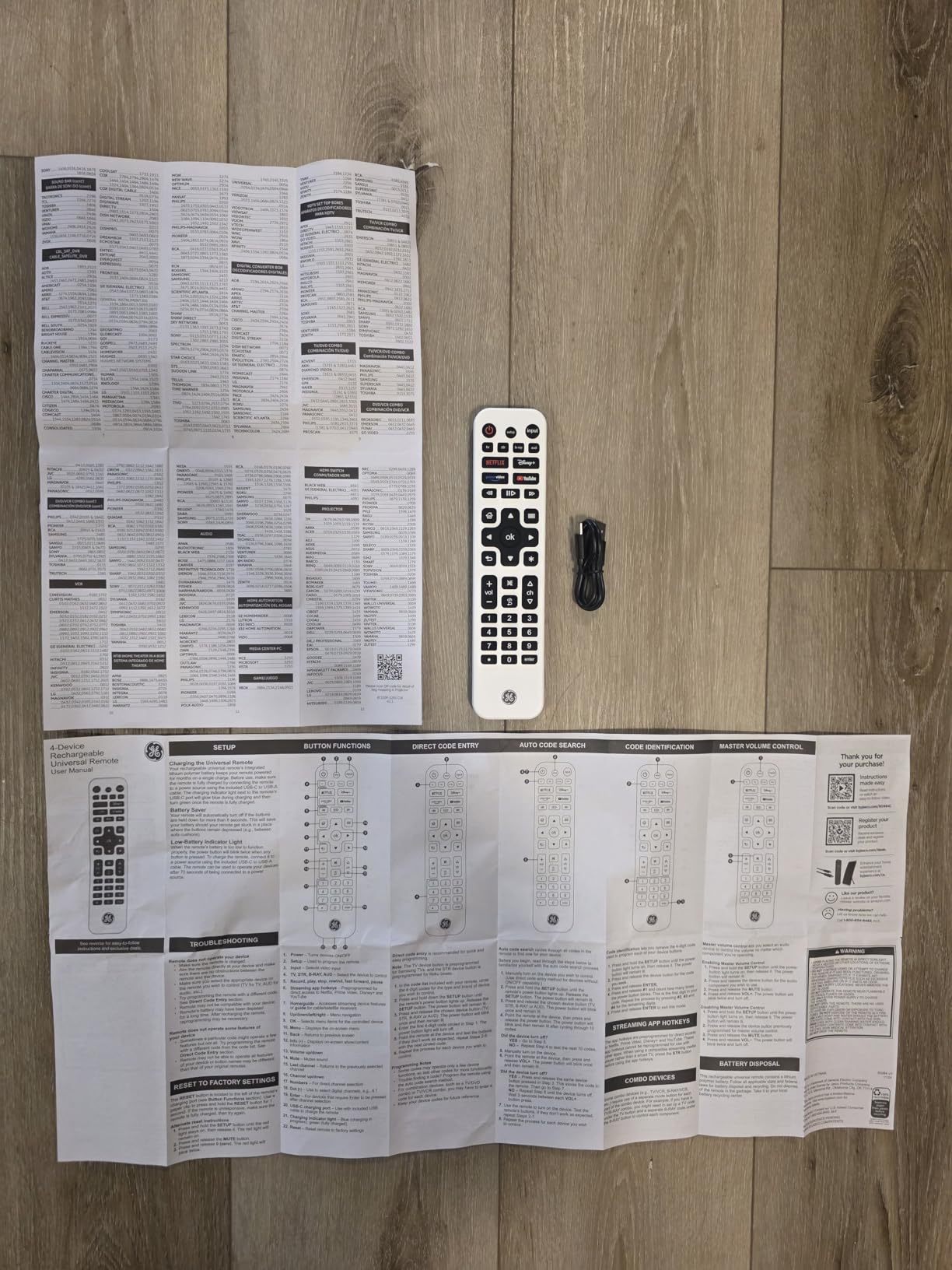 GE Rechargeable TV Remote Control, Universal Remote Control, Backlit Buttons, Samsung TV Remote Control Replacement for Smart TVs, Apple TV, Sony, Roku Replacement Remote, LG TV, 4-Device, 80984 customer photo 1
