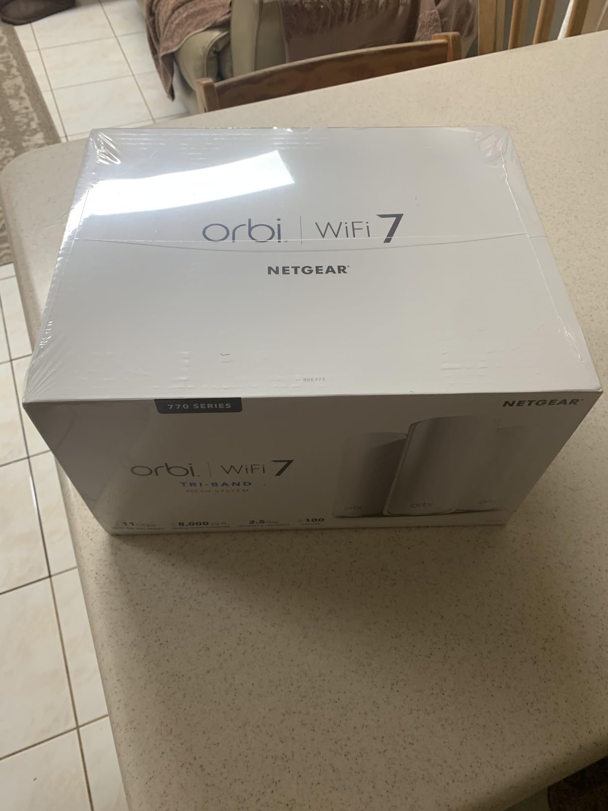 NETGEAR Orbi 770 Series Tri-Band WiFi 7 Mesh Network System (RBE773) - Router + 2 Satellite Extenders, Up to 11Gbps, Covers up to 8,000 sq. ft., 100 Devices customer photo 1