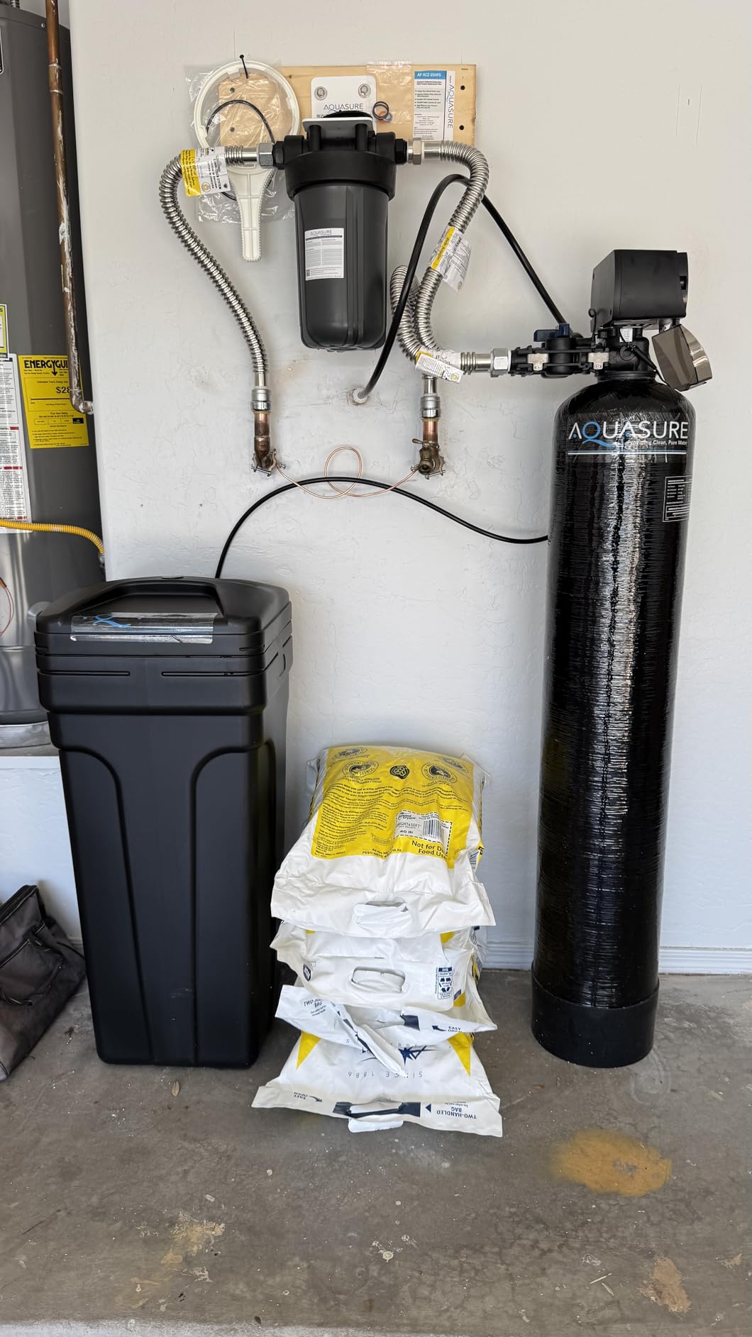 Aquasure Harmony Series 72,000 Grains Whole House Water Softener Bundle with Automatic Digital Control Head and Triple Purpose Sediment/Carbon/Zinc Filter System | Reduces Hardness (for 6+ bathrooms) customer photo 1