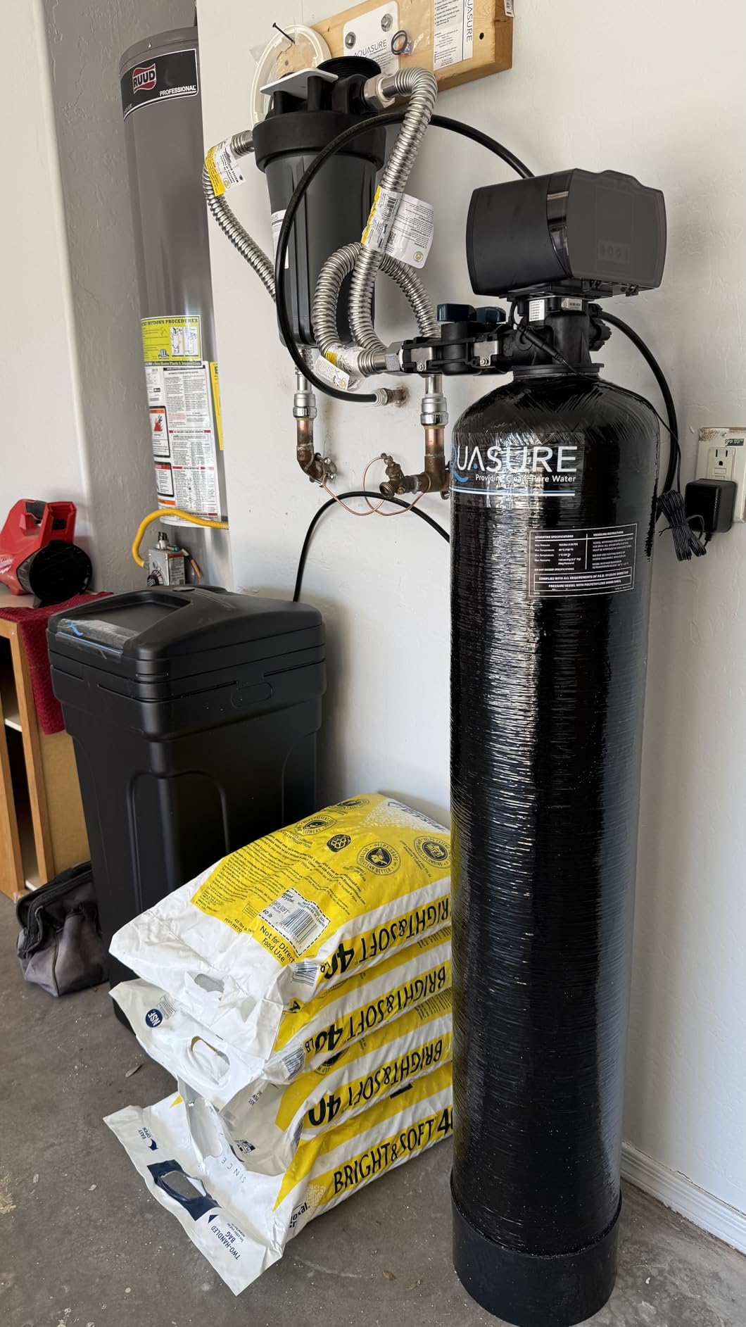 Aquasure Harmony Series 72,000 Grains Whole House Water Softener Bundle with Automatic Digital Control Head and Triple Purpose Sediment/Carbon/Zinc Filter System | Reduces Hardness (for 6+ bathrooms) customer photo 2