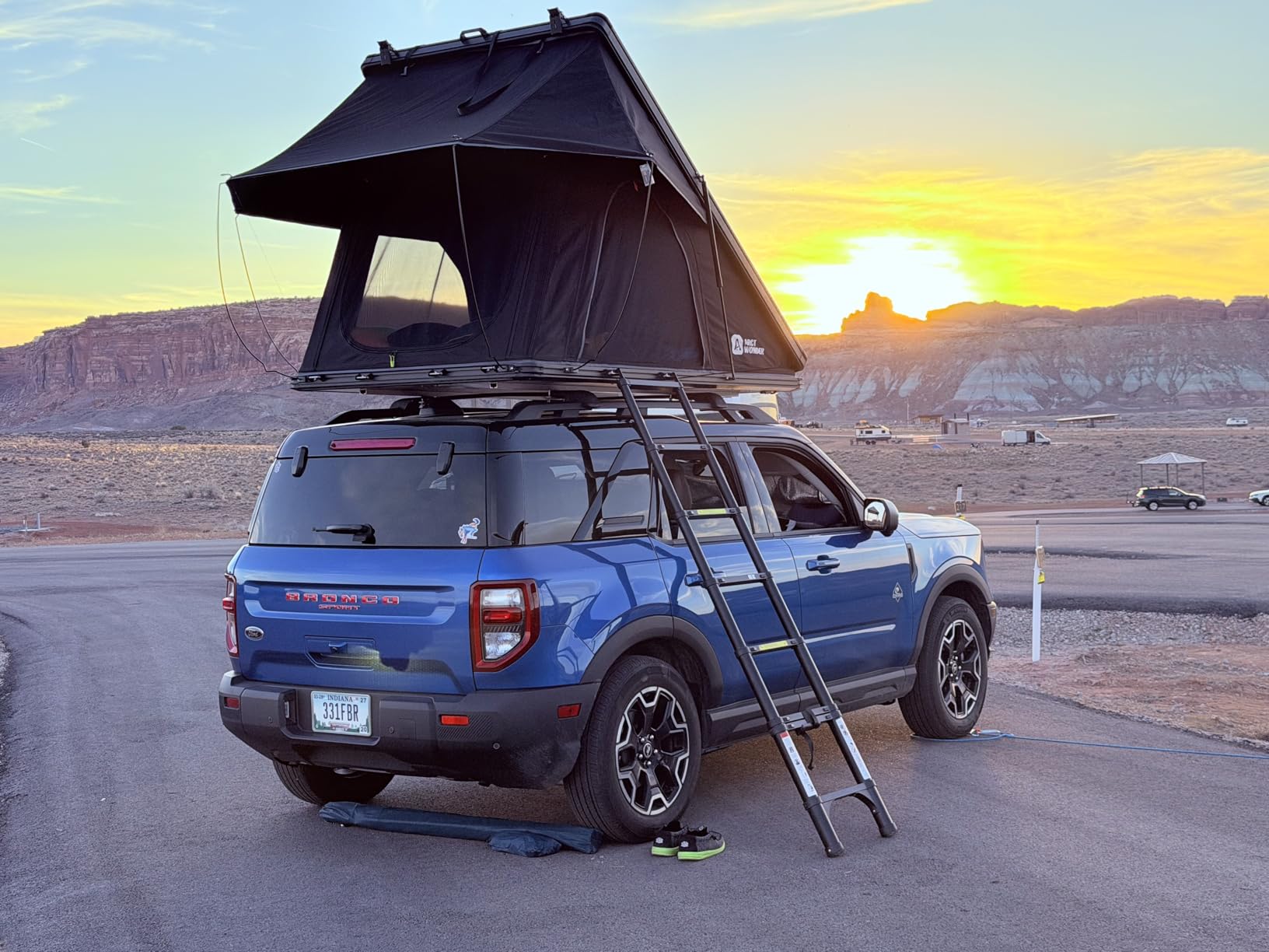 Solar Panel Rooftop Tent Hard Shell,Pop Up Car Roof Top Tent Hardshell | Aluminum Roof Tent with USB Outlet,Luggage Bar,LED Light Strip,Suitable for Jeep SUV Truck,2 Person Camping customer photo 2