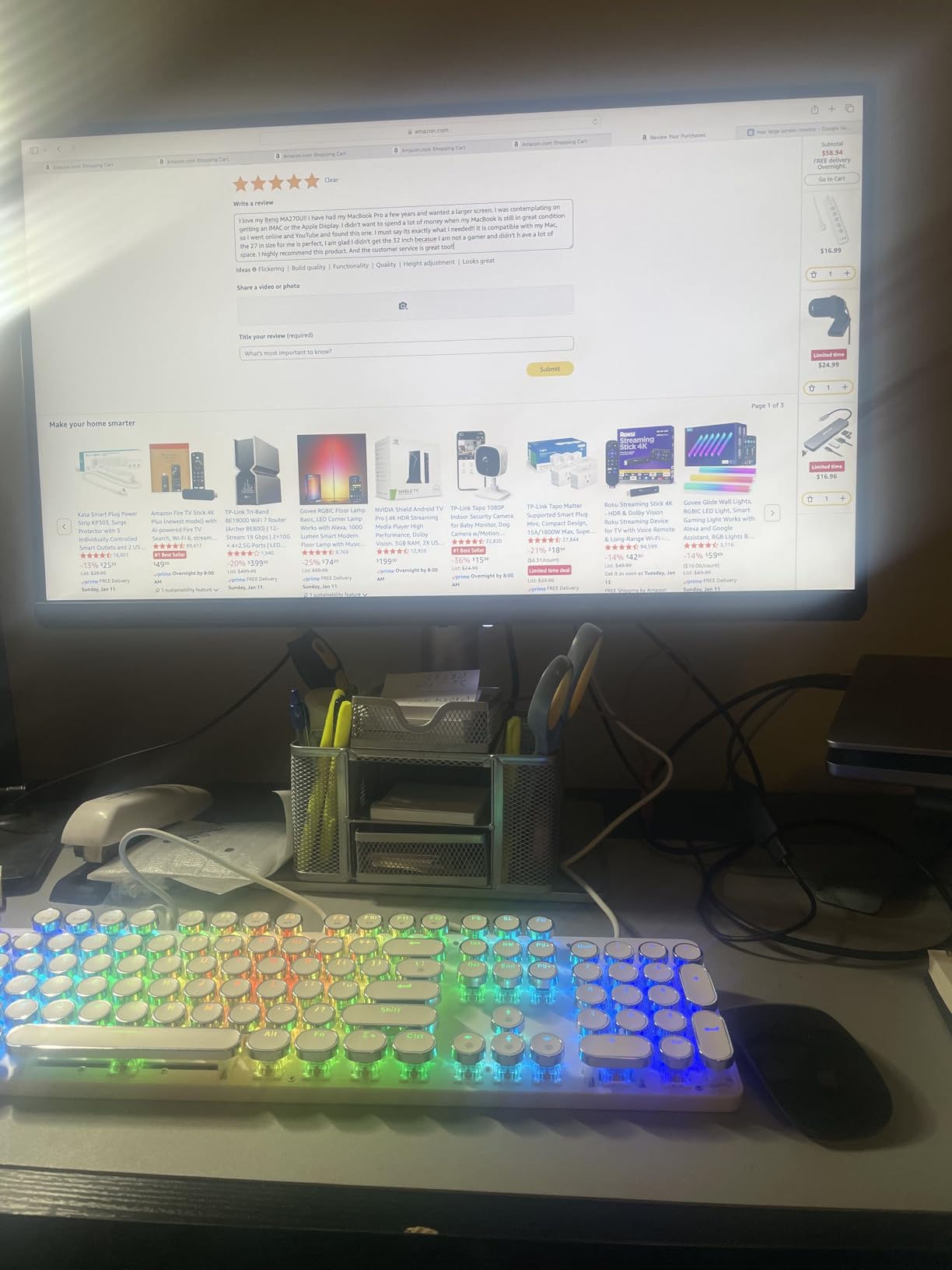 BenQ MA270U 27 inch 4K 3840x2160 Monitor for MacBook Pro/Air, Dual USB-C, 90W Power Delivery, Mac Color Match, USB Hub, Brightness and Volume Control on Mac, Height and Tilt Adjustable Stand, P3 Color Gamut customer photo 2