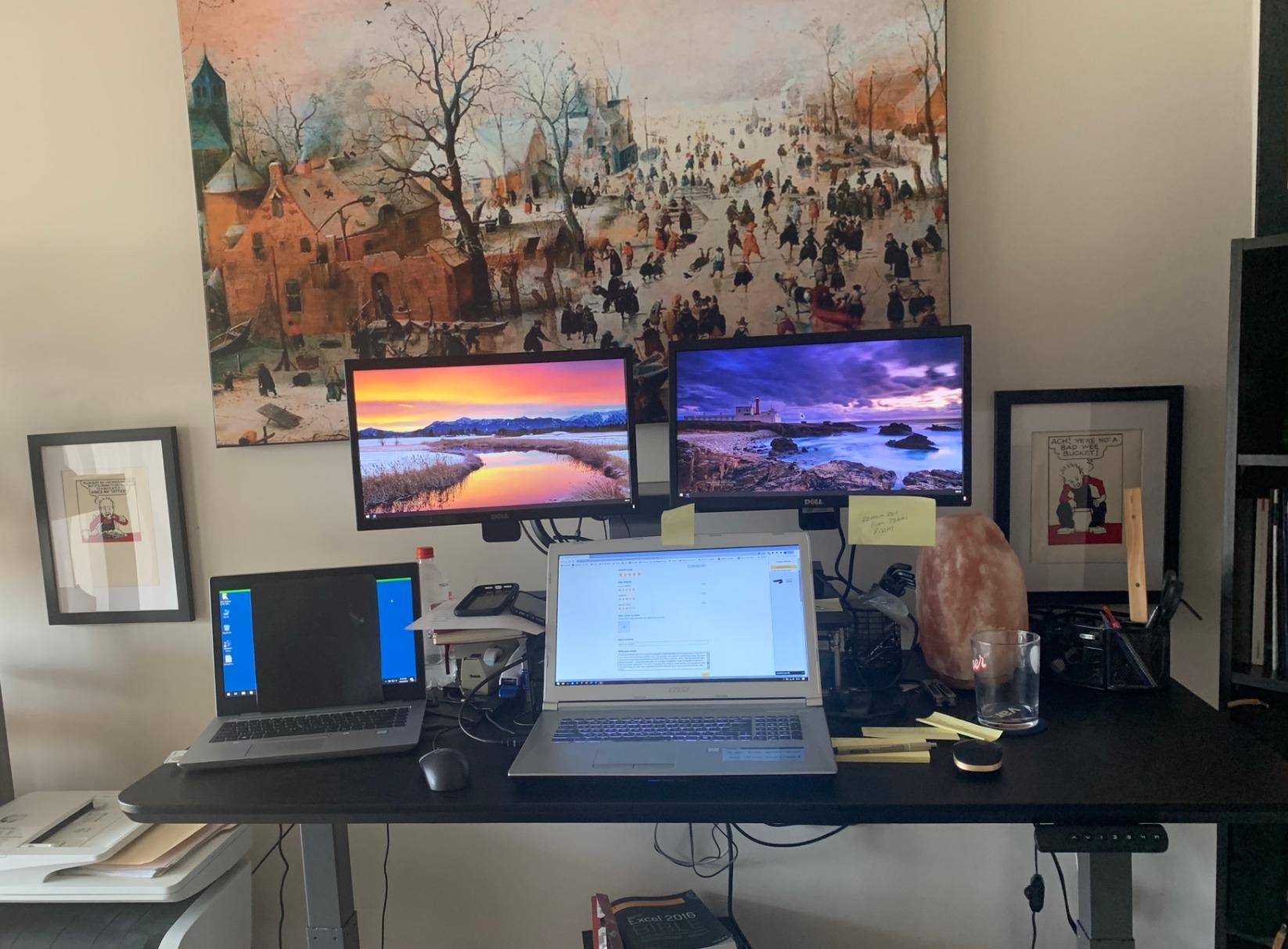 Vari Classic Electric Standing Desk – 60x30 – Walnut/Slate customer photo 2