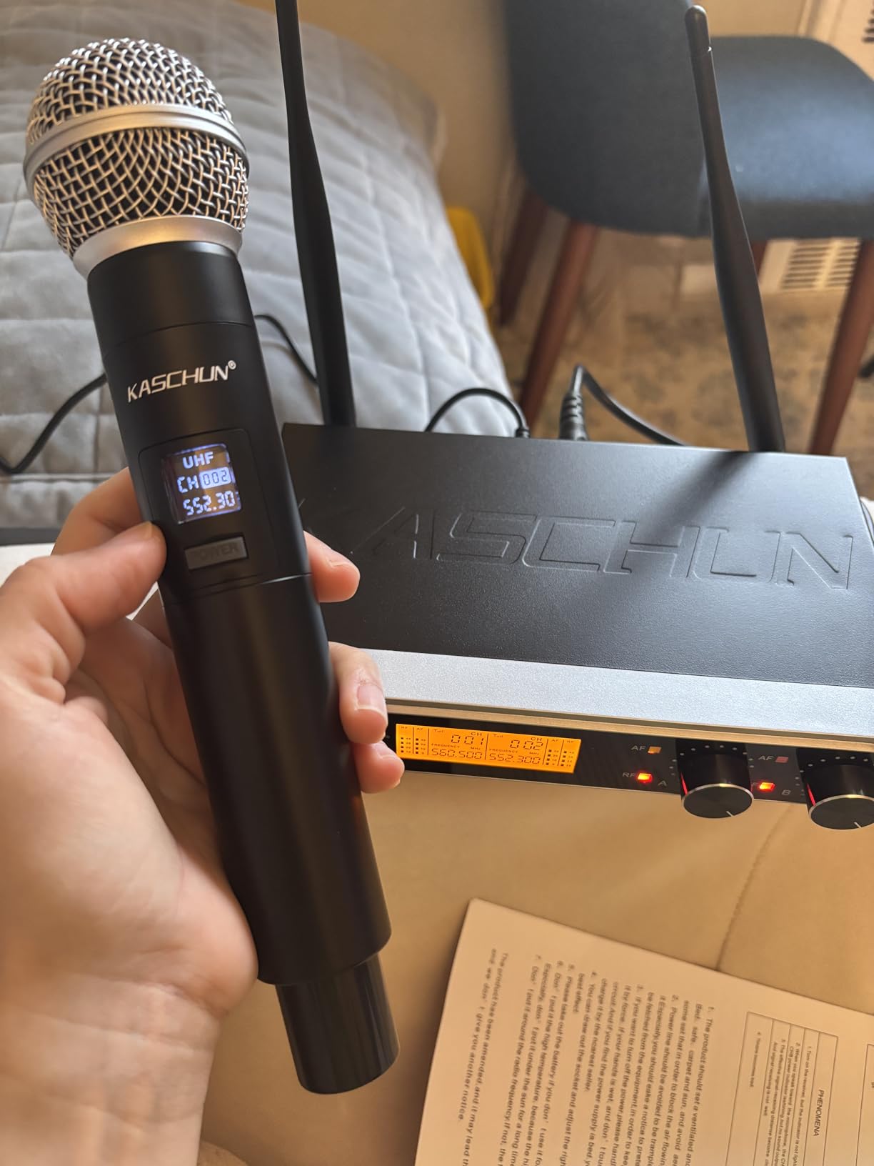Wireless Microphone System, Dual UHF Handheld Microphones, 200ft Long Range, Plug & Play, Cordless Microphone for Singing, Karaoke, DJ, Church, Wedding, Home KTV (KA-328) customer photo 1