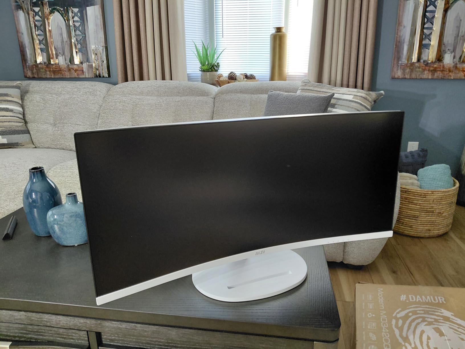 msi Modern MD342CQPW 34in VA 3440 x 1440(UWQHD) Computer Monitor, 120Hz, 1800 Curved, Adaptive-Sync, HDMI, DP, USBC 98W Power Delivery, KVM, Height Adjustable, VESA, Speaker, 1ms, White customer photo 2