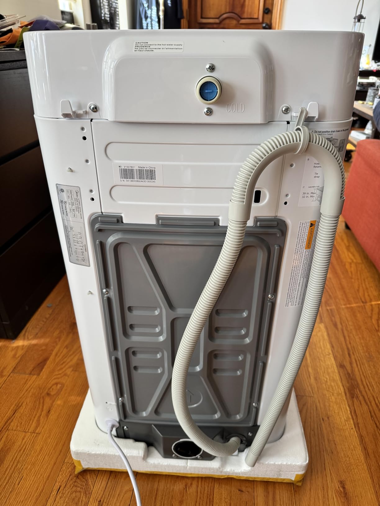 Midea Portable Washing Machine, 0.9 cu. ft with 6 Cycles, Drum Clean, Quick, Stainless Steel Tub, Transparent Lid, LED Display Washing Machine, White customer photo 1