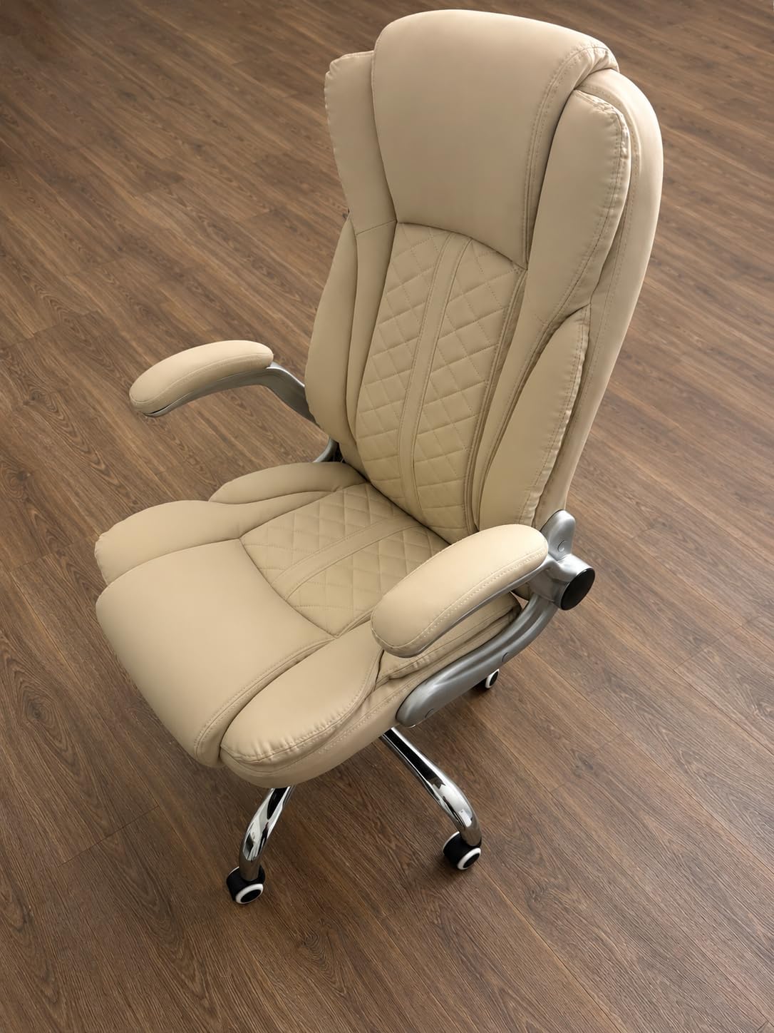 400lbs Executive Office Chair with Flip-Up Armrests, Big and Tall Computer Chair for Heavy People, Heavy Duty Ergonomic Comfy Chair, Breathable PU Leather (Black) customer photo 1