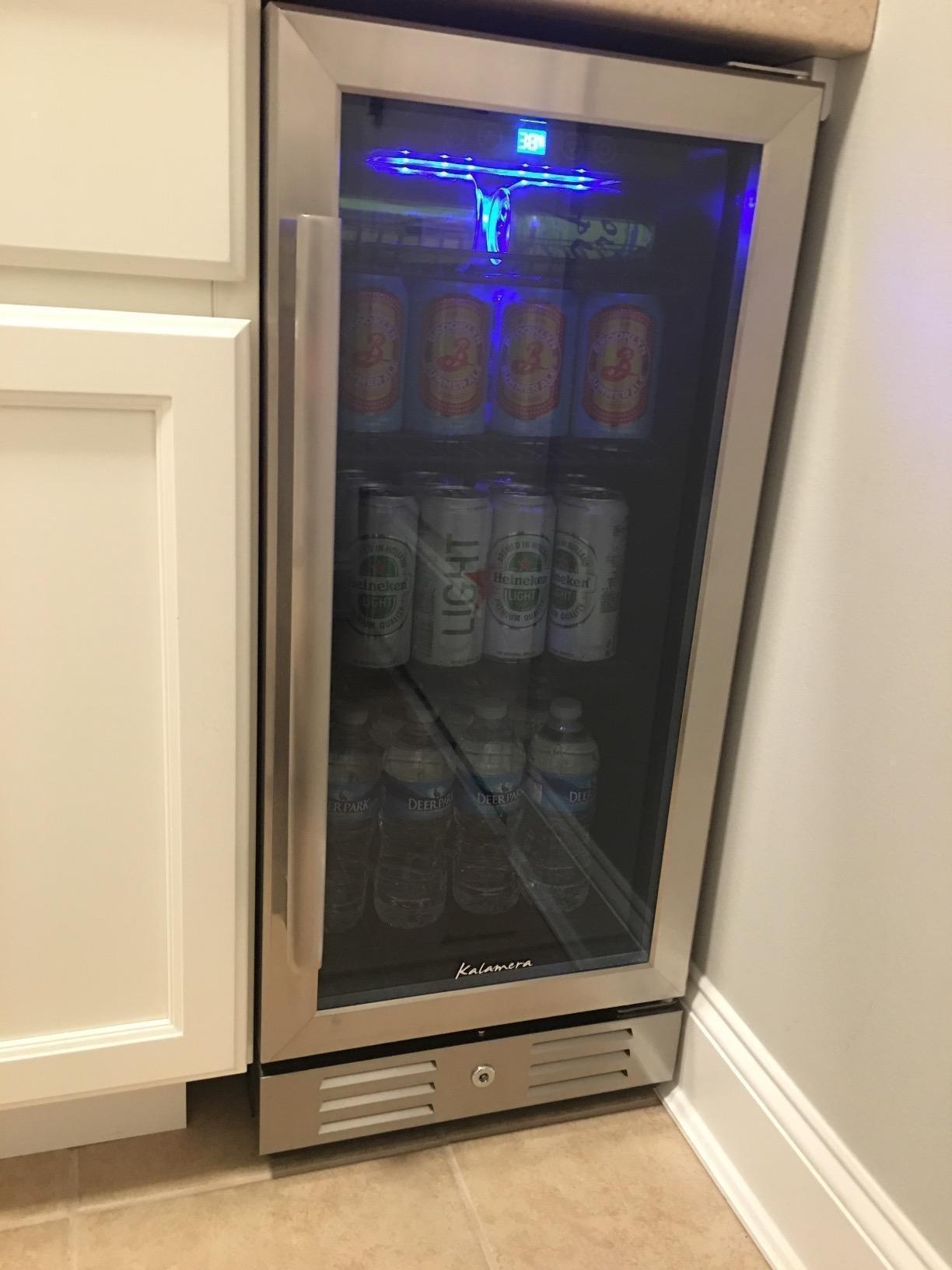 24 Inch Under Counter Beverage Fridge - Max 164 Cans Capacity Drink cooler, Wide 24'' Perfectly for Built in Space, Adjustable shelves for any size beverage/beer/soda Transparent door Refrigerator customer photo 1