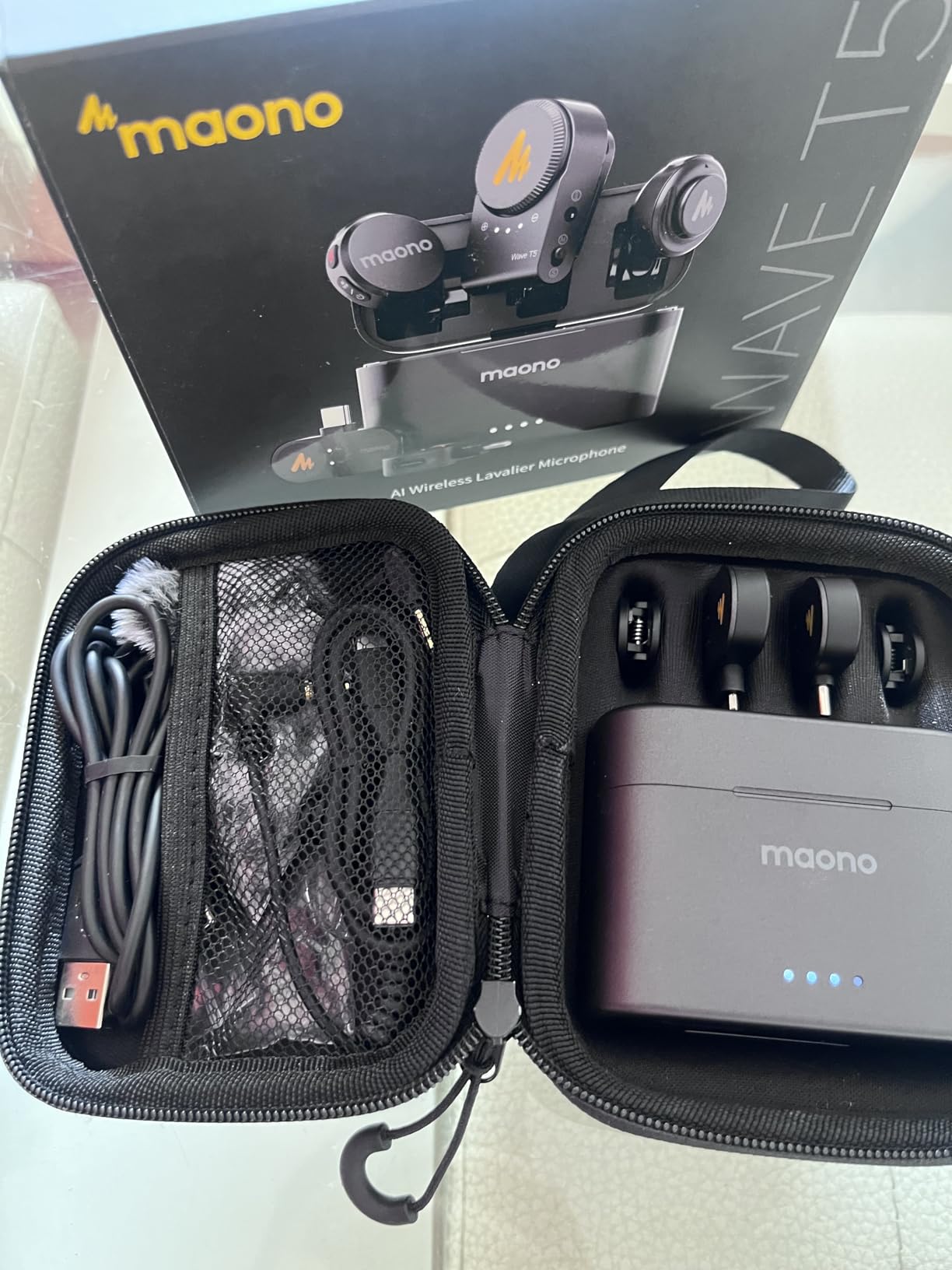 MAONO Wave T5 Wireless Lavalier Microphone for iPhone/Android/Camera/PC | Magnetic Clip on Mini Mic with AI Noise Cancelling, 4 EQ Preset, 1000FT, 40H for Podcast Stream Vlog Youtube Tiktok Video Record customer photo 1