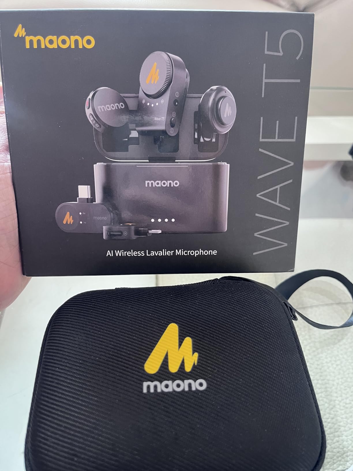 MAONO Wave T5 Wireless Lavalier Microphone for iPhone/Android/Camera/PC | Magnetic Clip on Mini Mic with AI Noise Cancelling, 4 EQ Preset, 1000FT, 40H for Podcast Stream Vlog Youtube Tiktok Video Record customer photo 2
