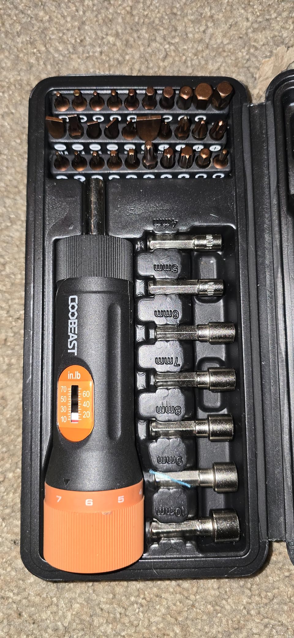 coobeast 49 Pcs Torque Screwdriver 10-70 Inch Pound Torque Screwdriver Set with S2 Bits and Sockets, 1/4 Drive Torque Wrench Screwdriver Set for Maintenance, Tools, Bike Repairing and Mounting customer photo 1