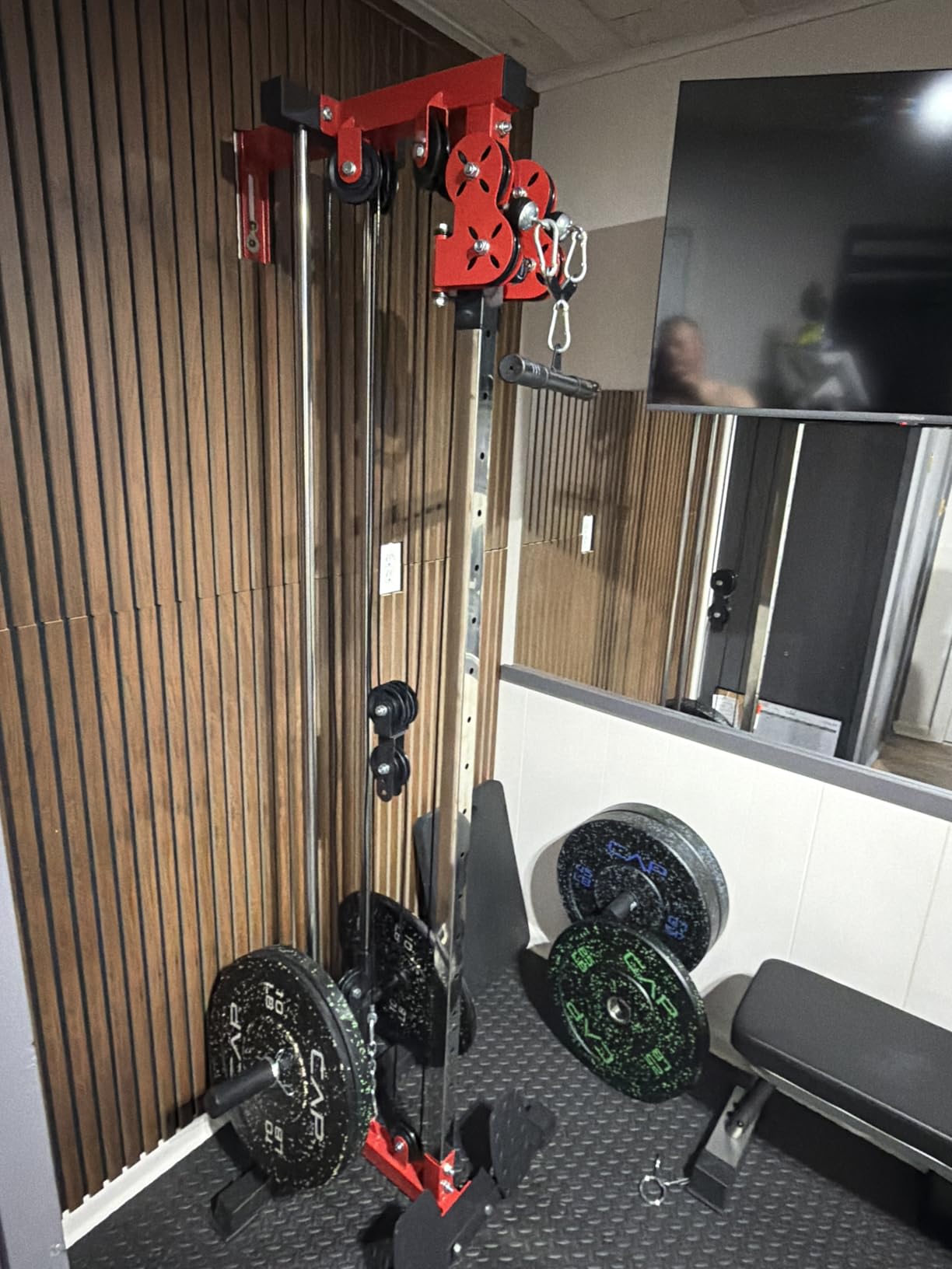 Mikolo Wall Mount Cable Station, Cable Crossover Machine with Dual Pulley System and 19/27 Adjustable Positions for Home Gym Fitness Equipment customer photo 2