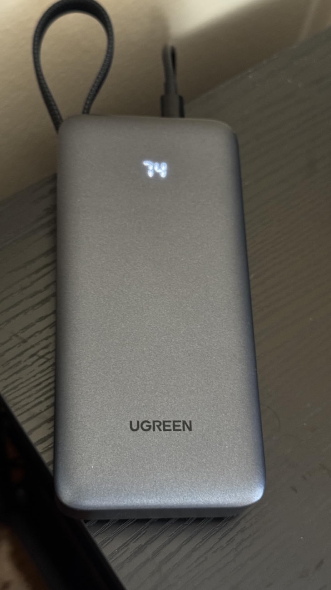 UGREEN Nexode Power Bank 20000mAh 45W with Built-in Cable, Fast Charging Portable Charger for iPhone 17 Pro/Samsung S26 Ultra/iPad Pro, 3-Port External Battery Pack with Digital Display, Travel Ready customer photo 1